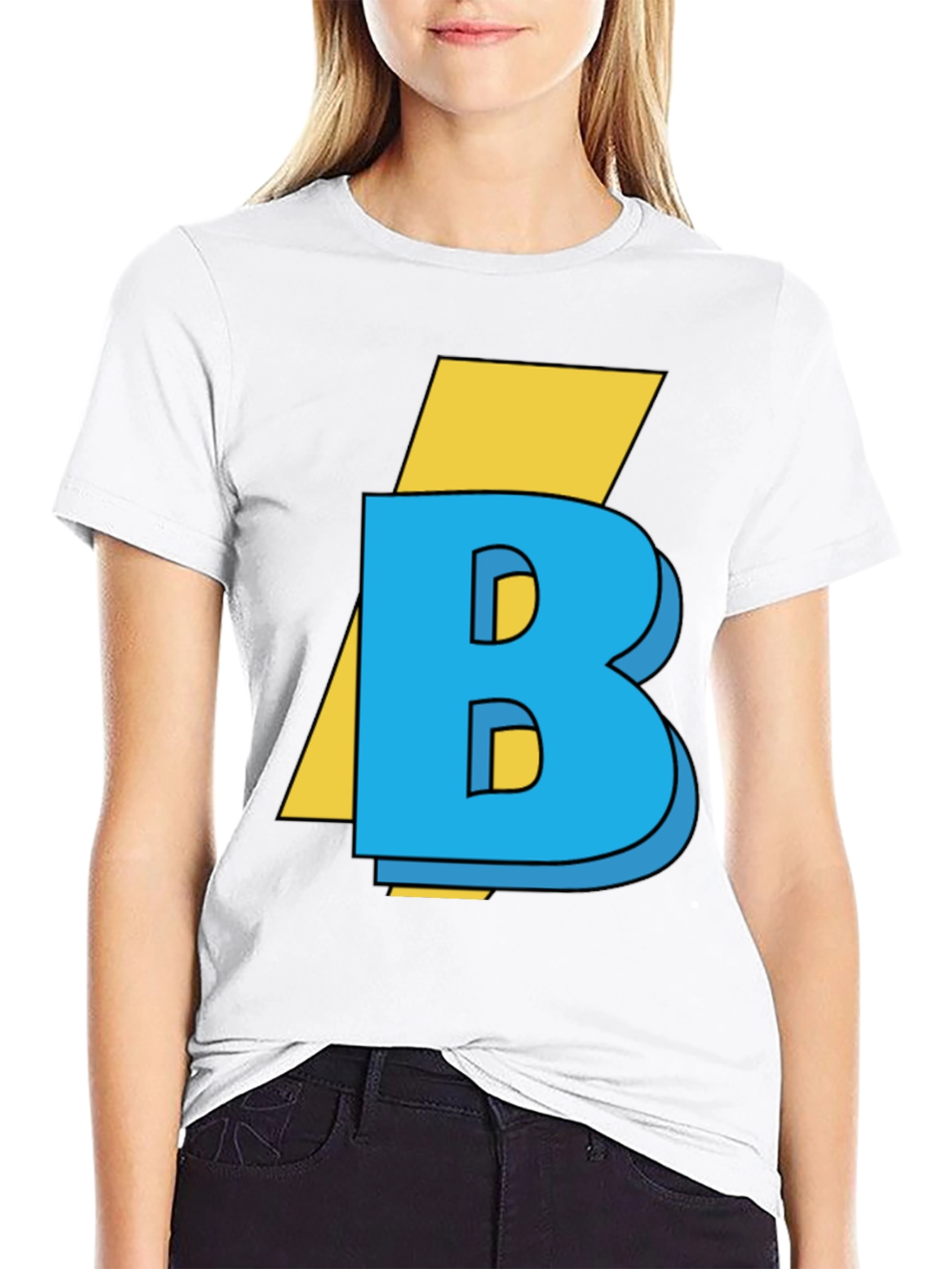 Bold B Graphic Tee - Stylish Cotton Blend