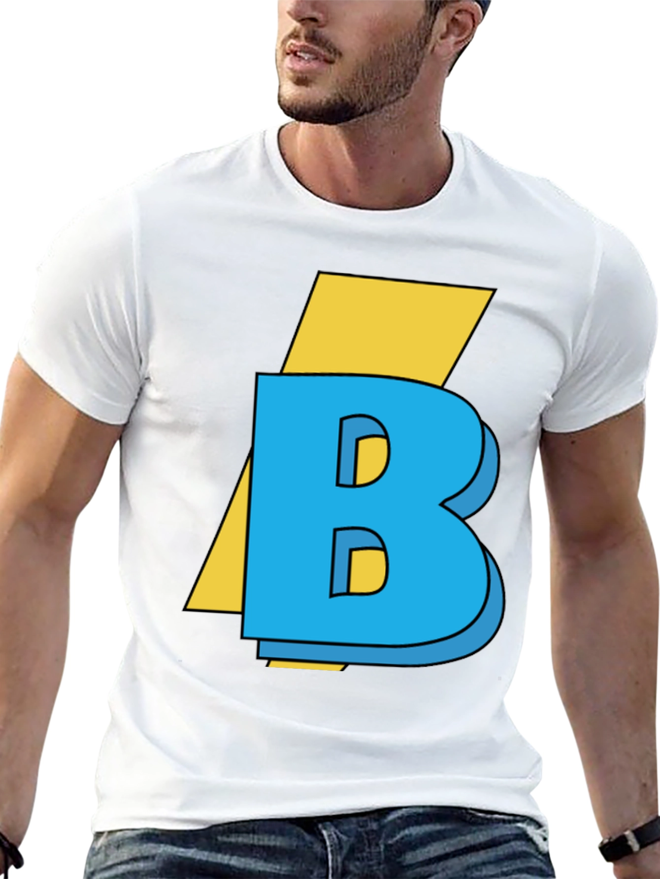 Bold B Graphic Tee - Stylish Cotton Blend