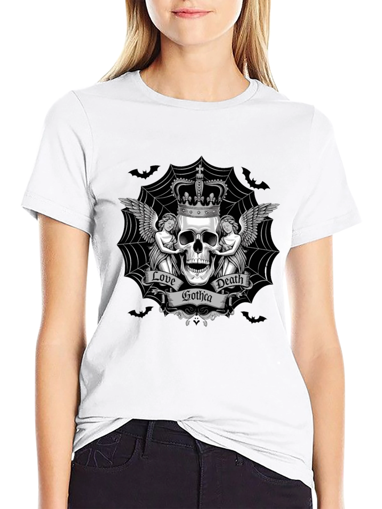 Gothic Skull Crown Graphic Tee
