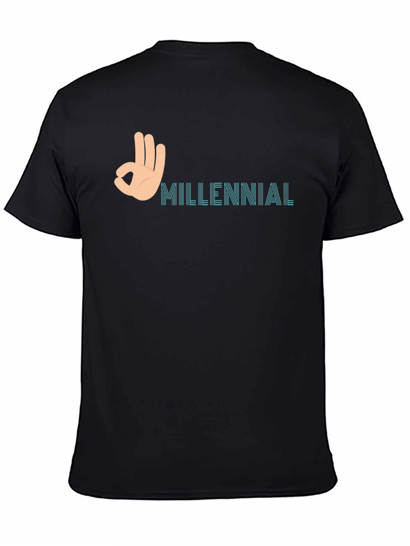 Millennial OK Hand Sign Graphic T-Shirt - Black