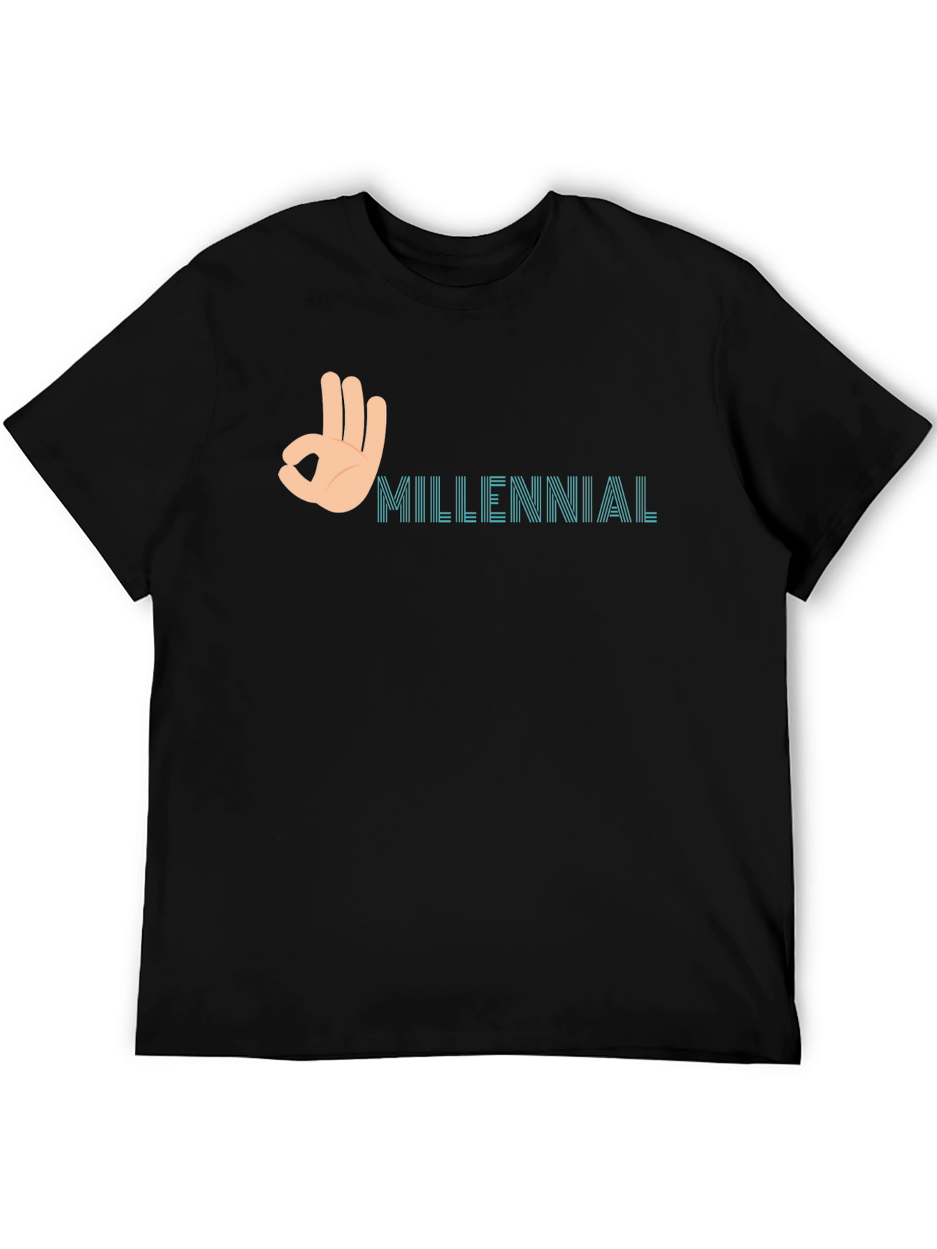 Millennial OK Hand Sign Graphic T-Shirt - Black