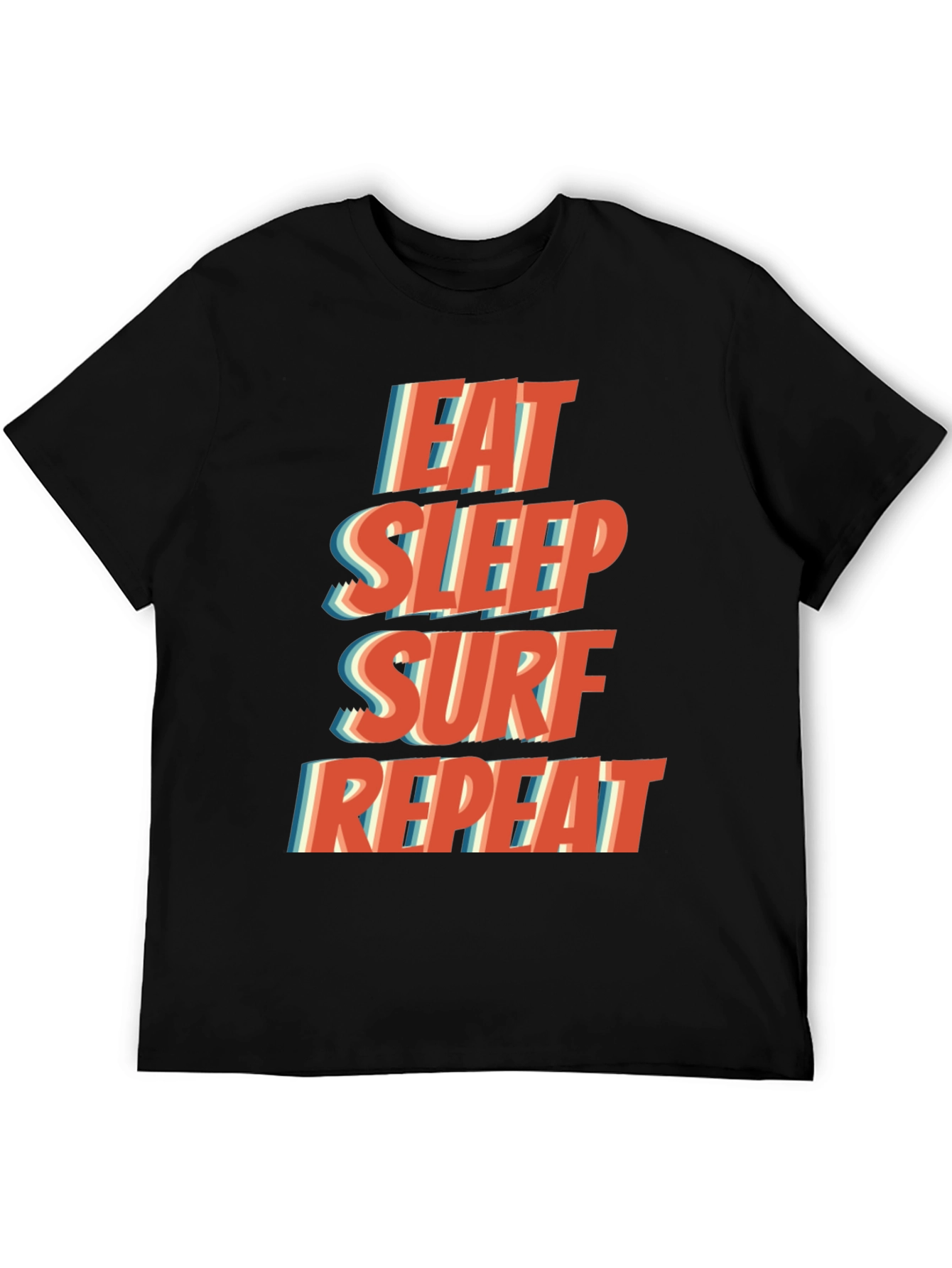 Eat Sleep Surf Repeat T-Shirt - Black Casual Tee