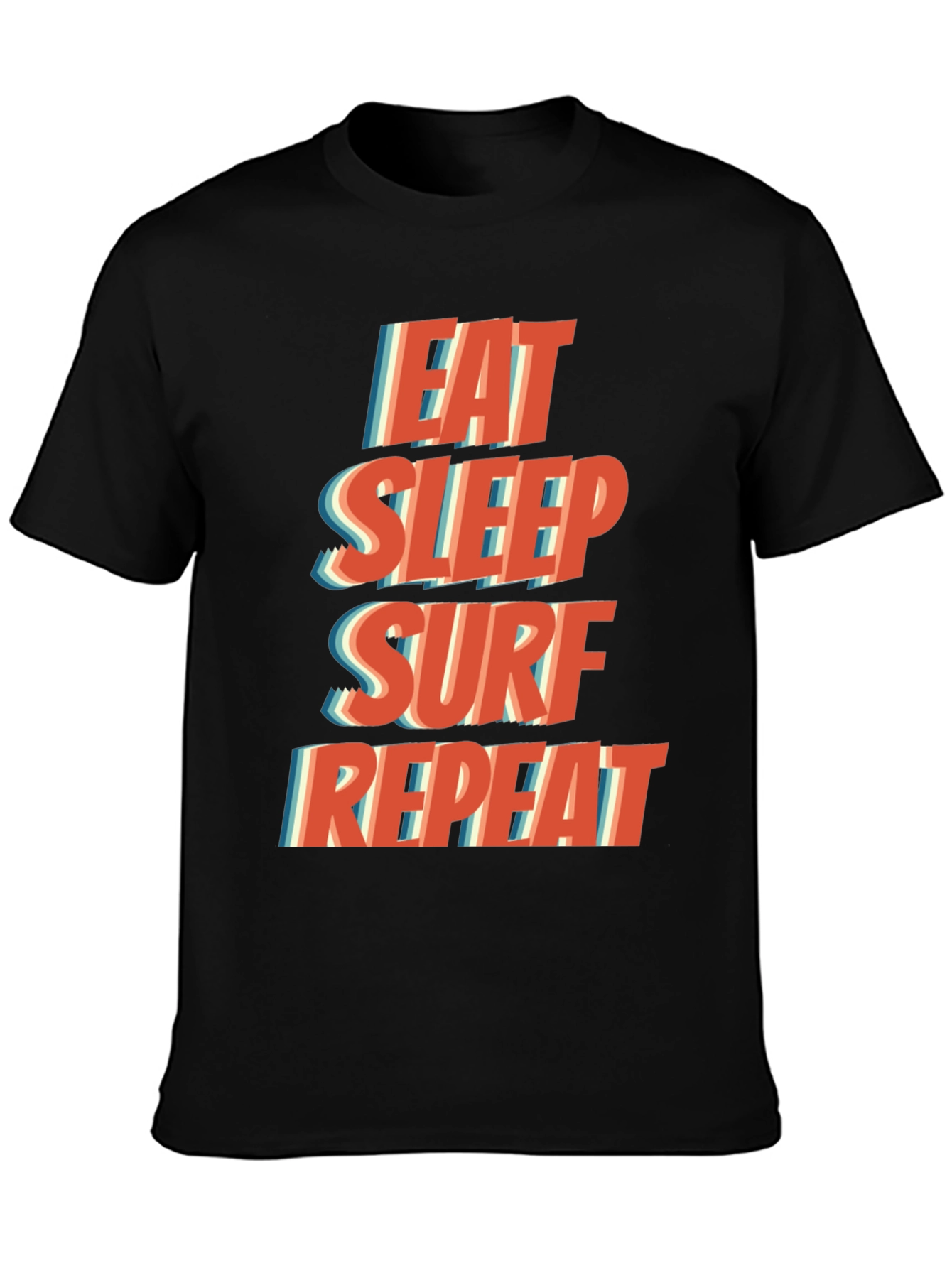 Eat Sleep Surf Repeat T-Shirt - Black Casual Tee