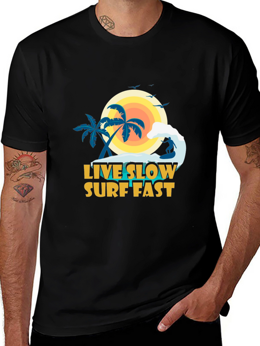 Live Slow Surf Fast Graphic Tee - Black