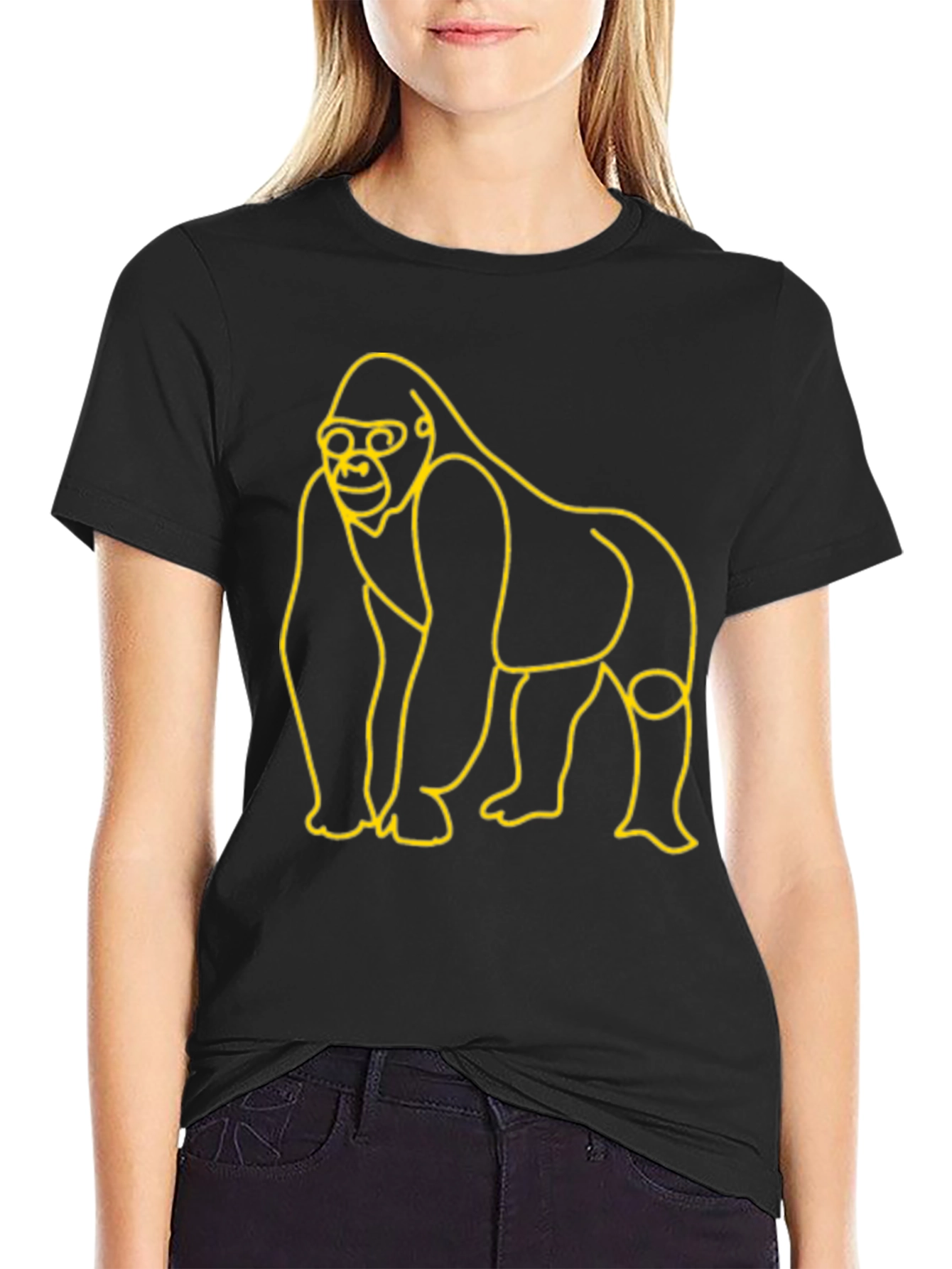 Gorilla Outline Graphic Tee - Black