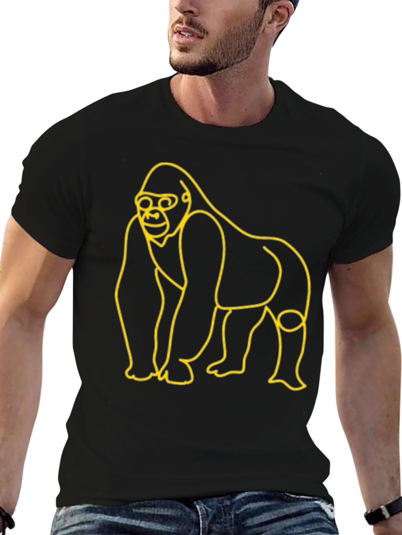 Gorilla Outline Graphic Tee - Black