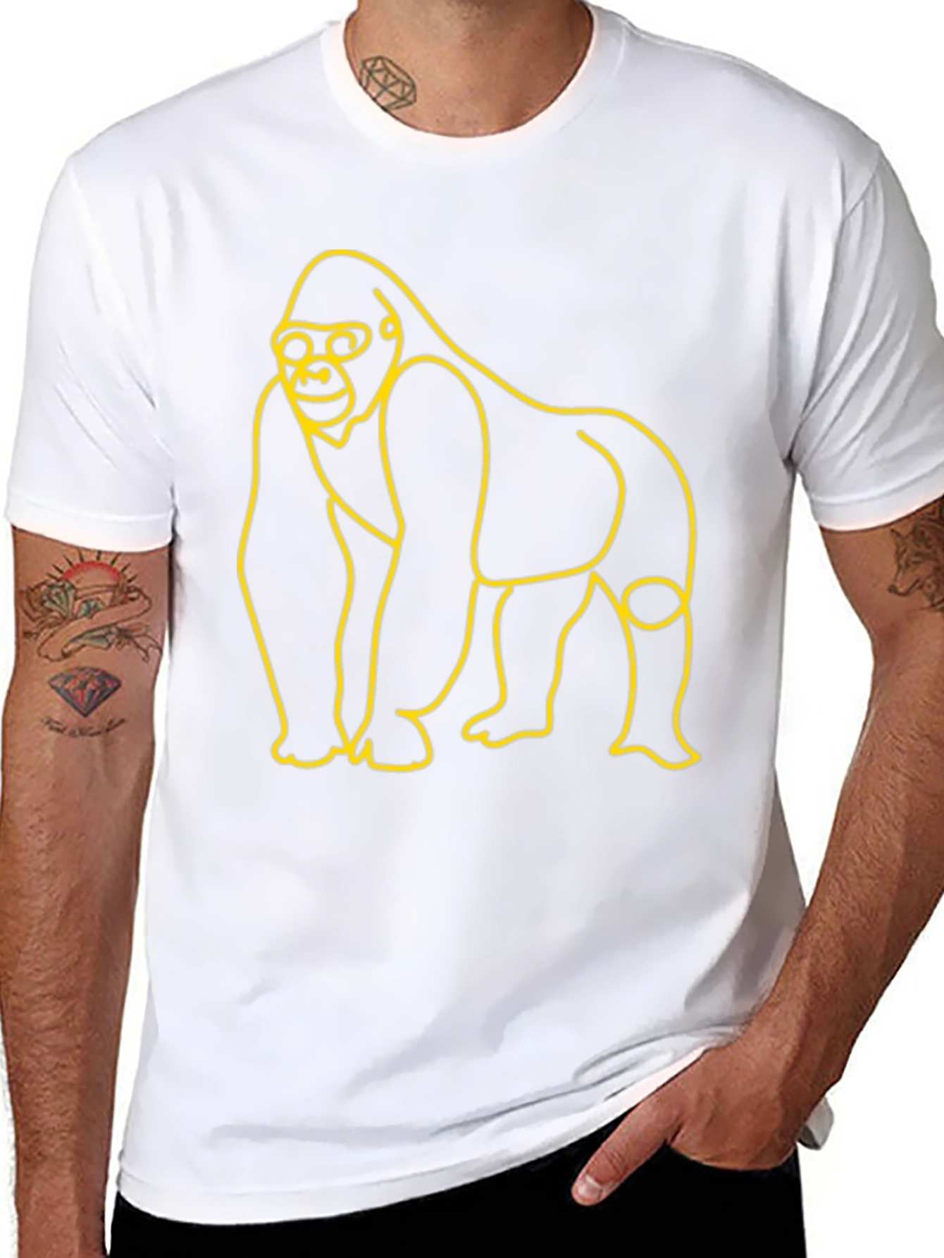 Gorilla Outline Graphic Tee - Black