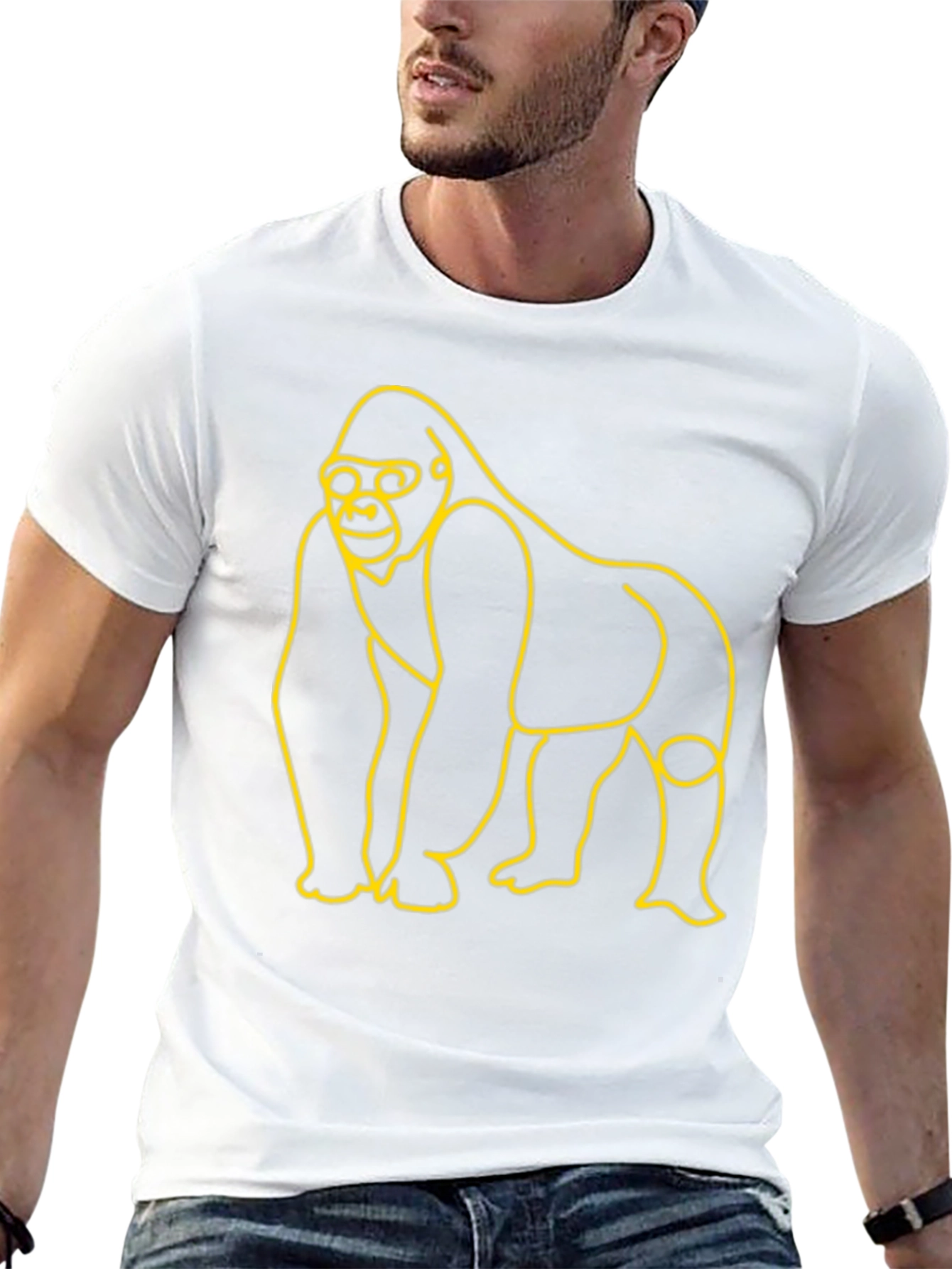 Gorilla Outline Graphic Tee - Black
