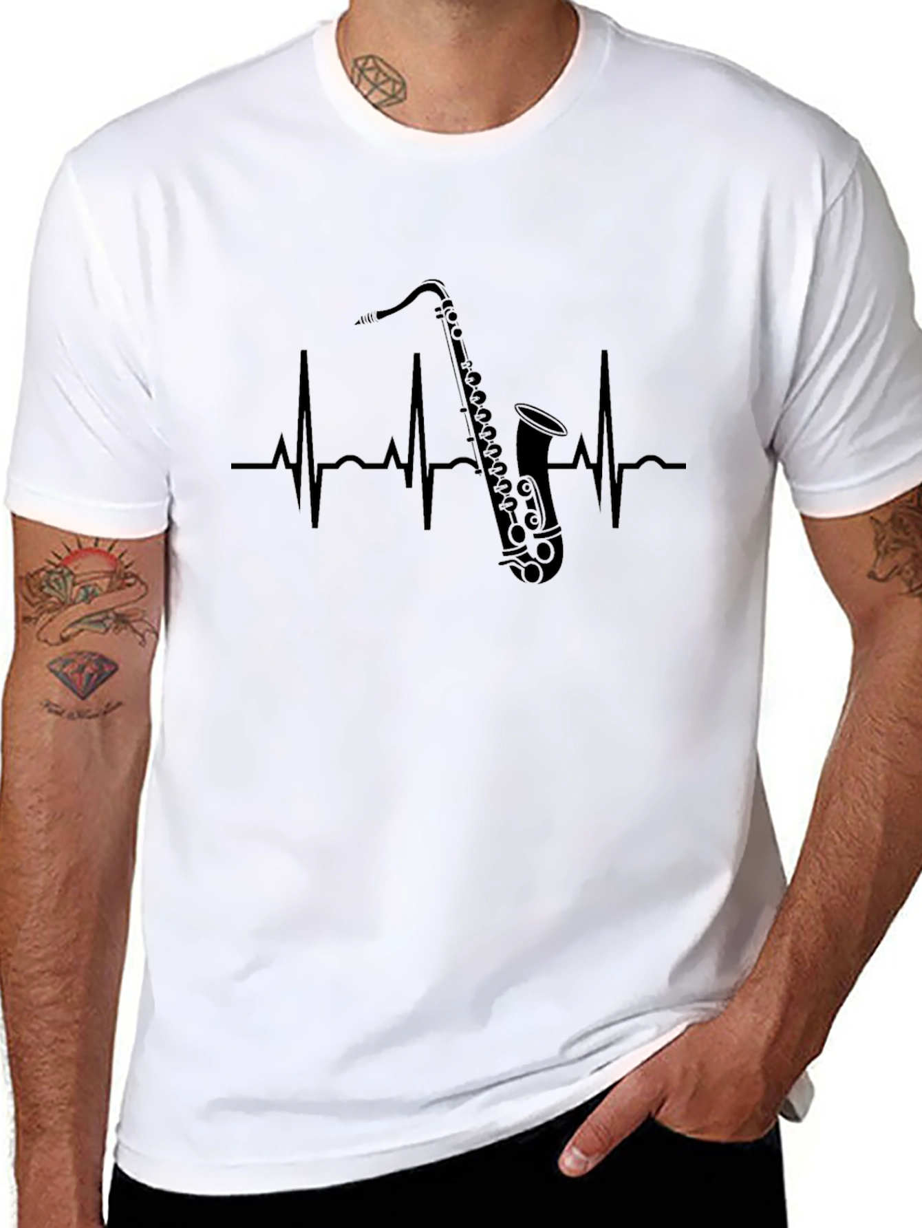 Saxophone Heartbeat Graphic Tee