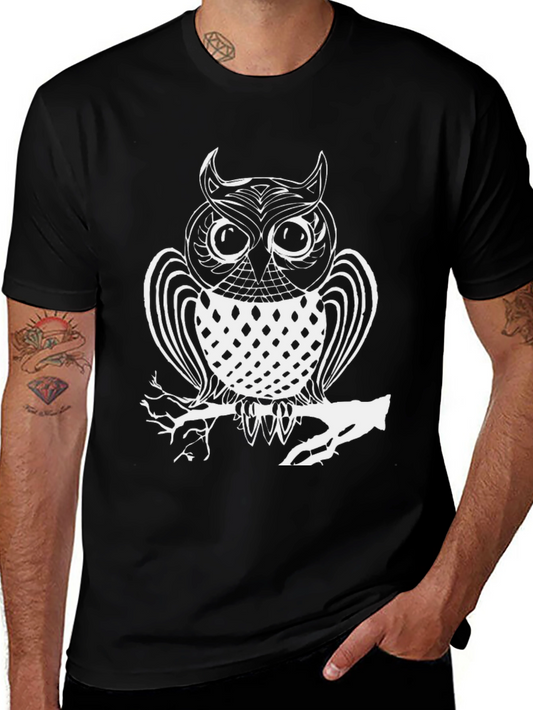 Owl Graphic Print Crew Neck T-Shirt