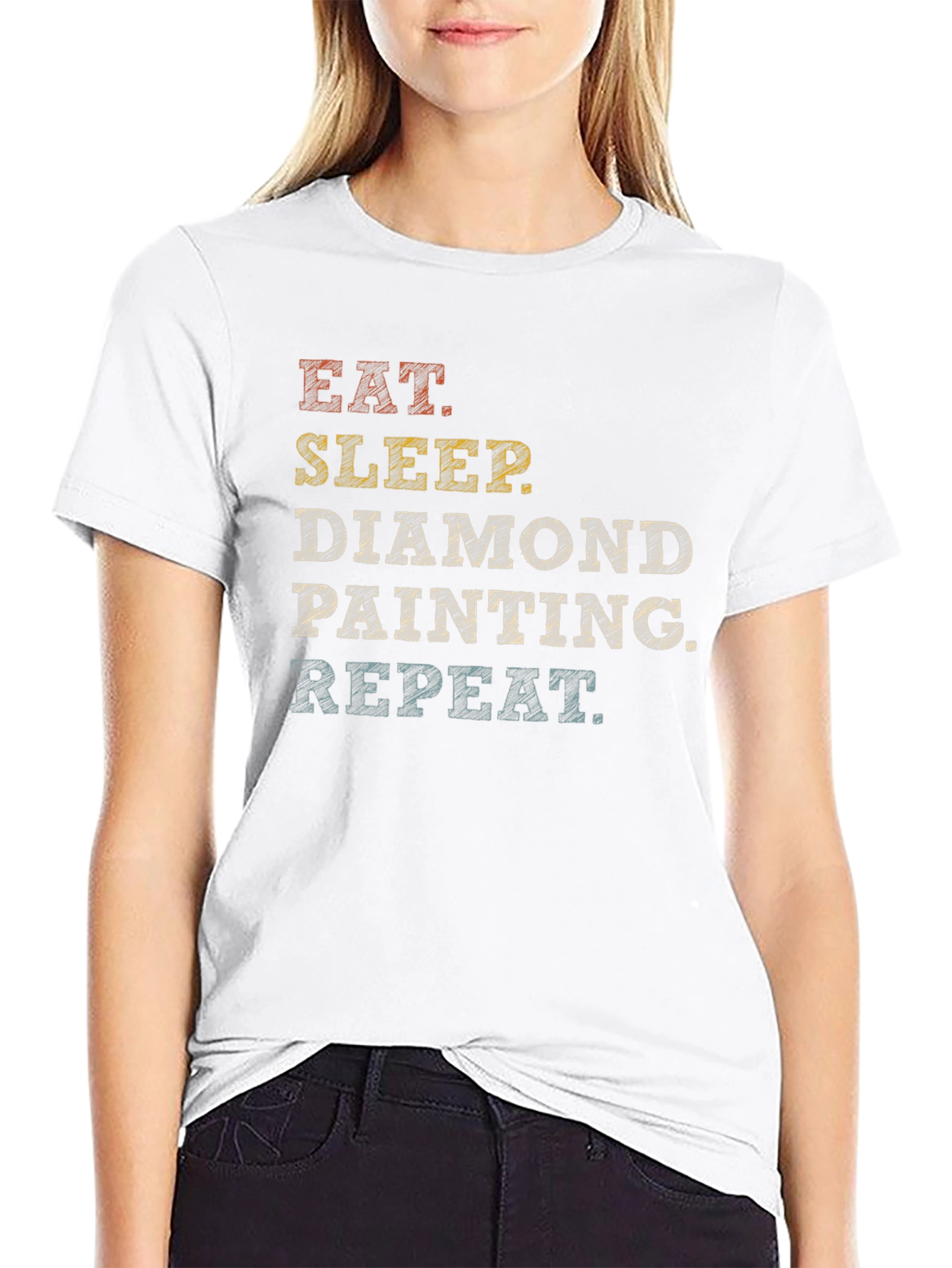 Eat Sleep Diamond Painting Repeat Black Graphic T-Shirt