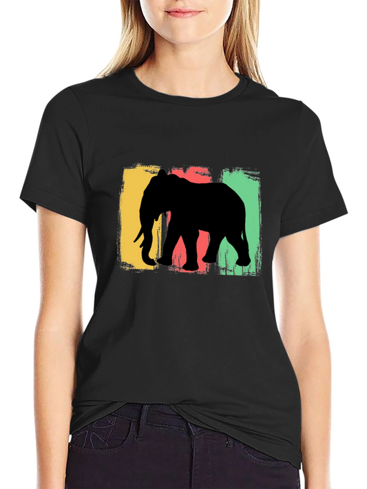 Elephant Silhouette Graphic Tee - Black