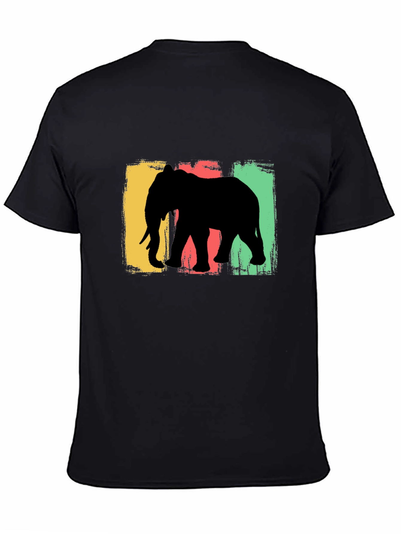 Elephant Silhouette Graphic Tee - Black