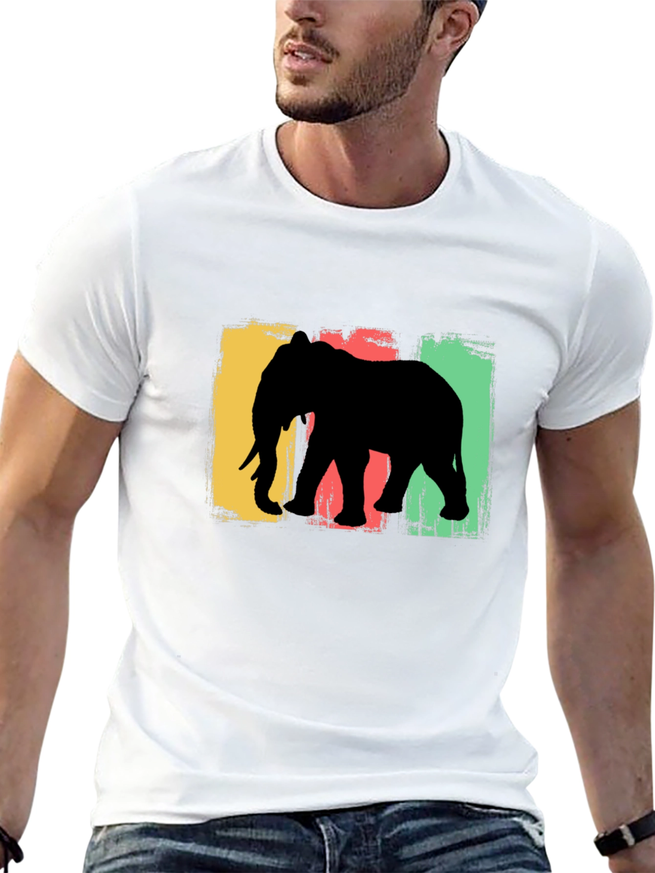Elephant Silhouette Graphic Tee - Black