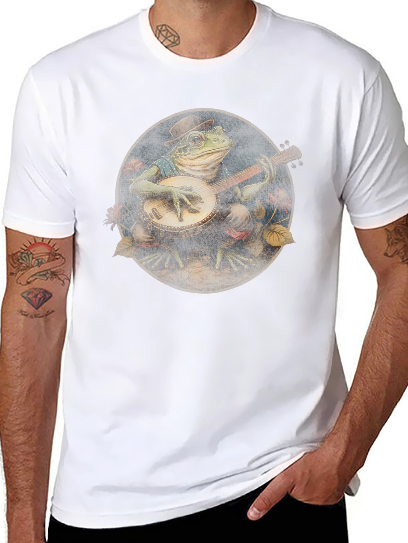Banjo Frog Tee - Black Cotton T-Shirt