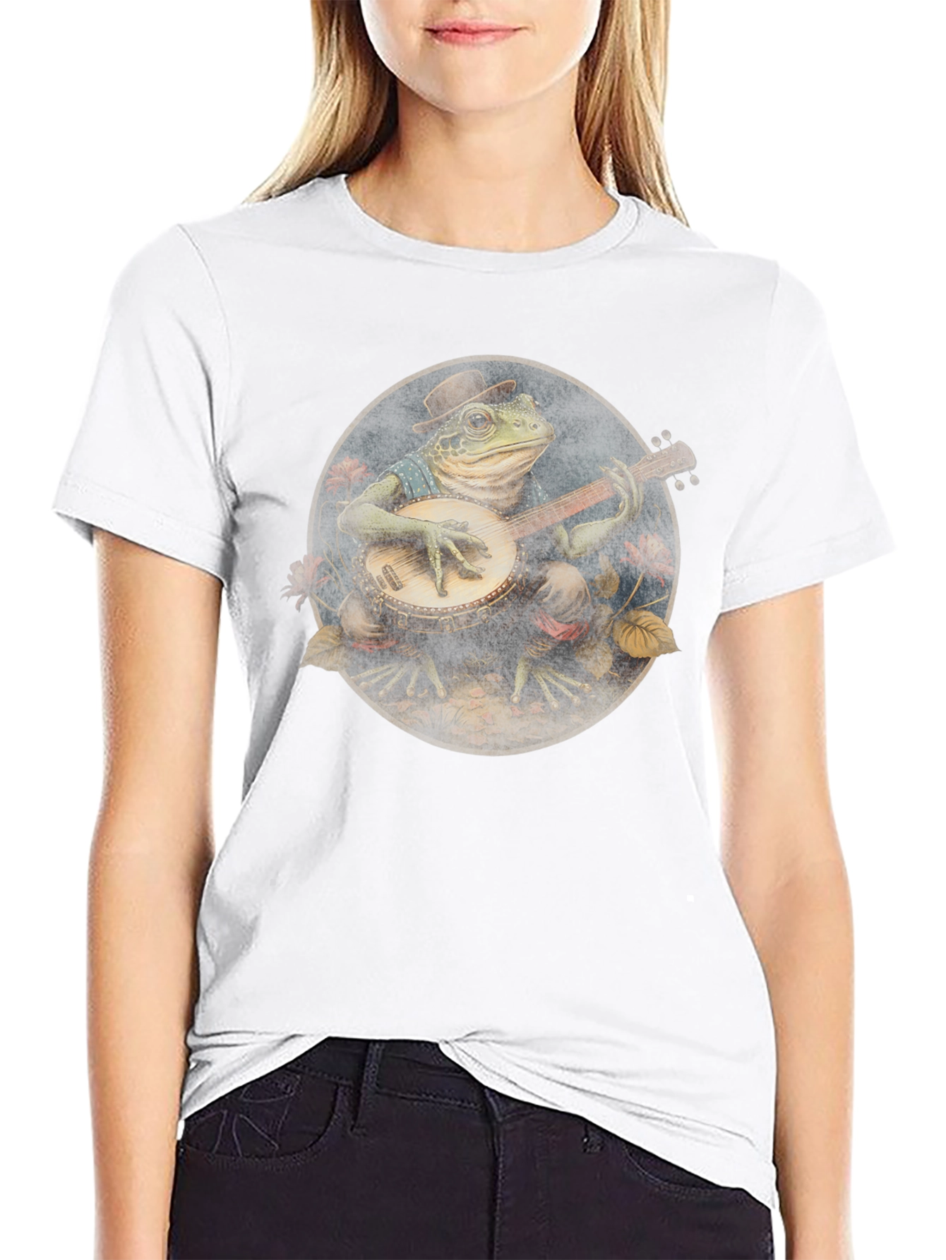 Banjo Frog Tee - Black Cotton T-Shirt