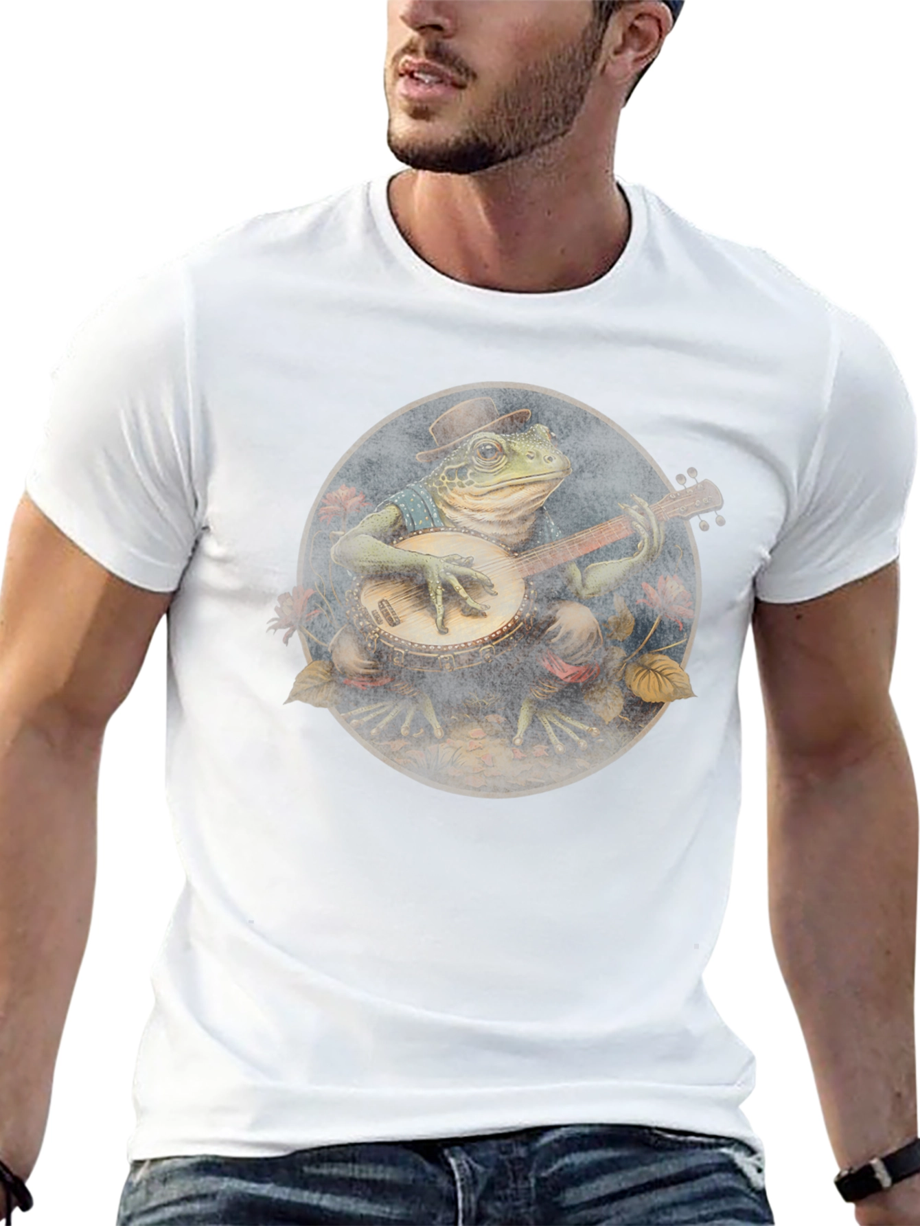 Banjo Frog Tee - Black Cotton T-Shirt