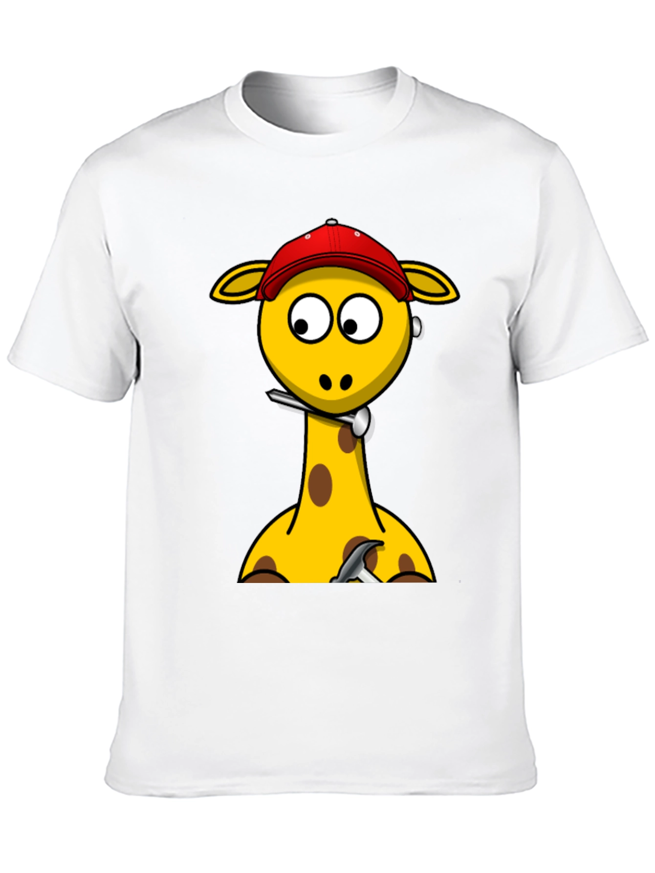 Giraffe Cartoon Graphic T-Shirt - Black