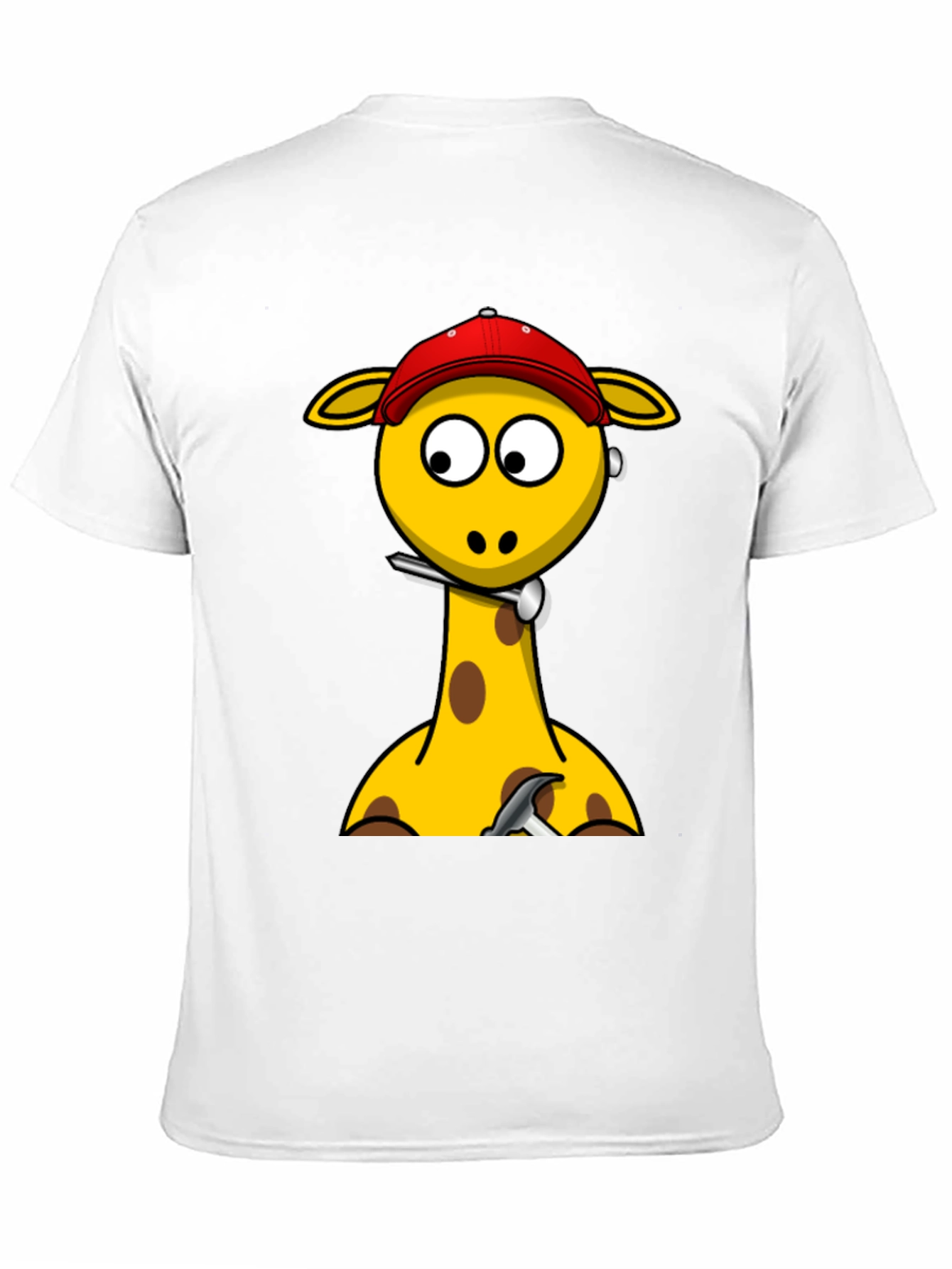 Giraffe Cartoon Graphic T-Shirt - Black