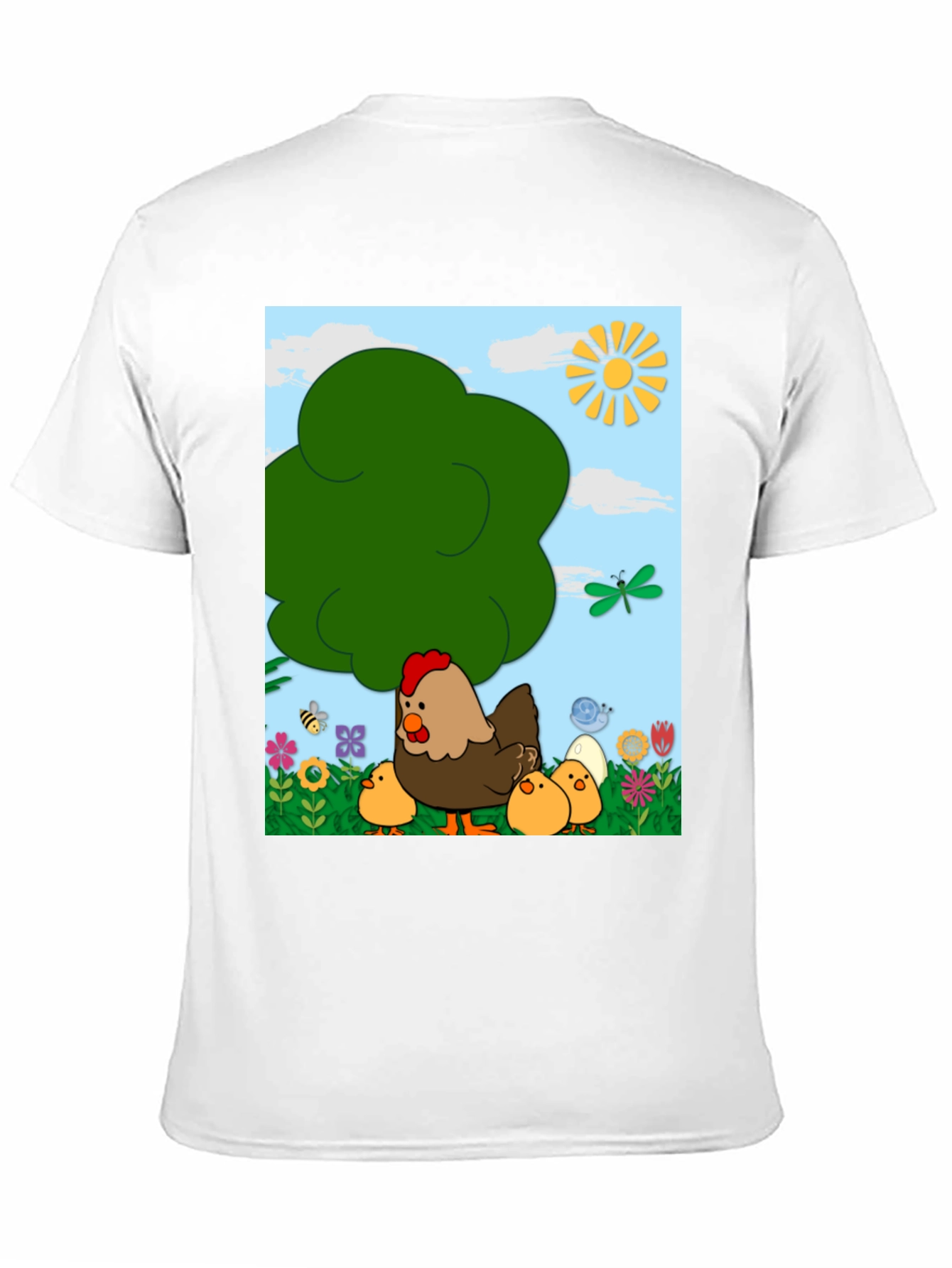 Cartoon Chicken & Chicks Graphic Tee