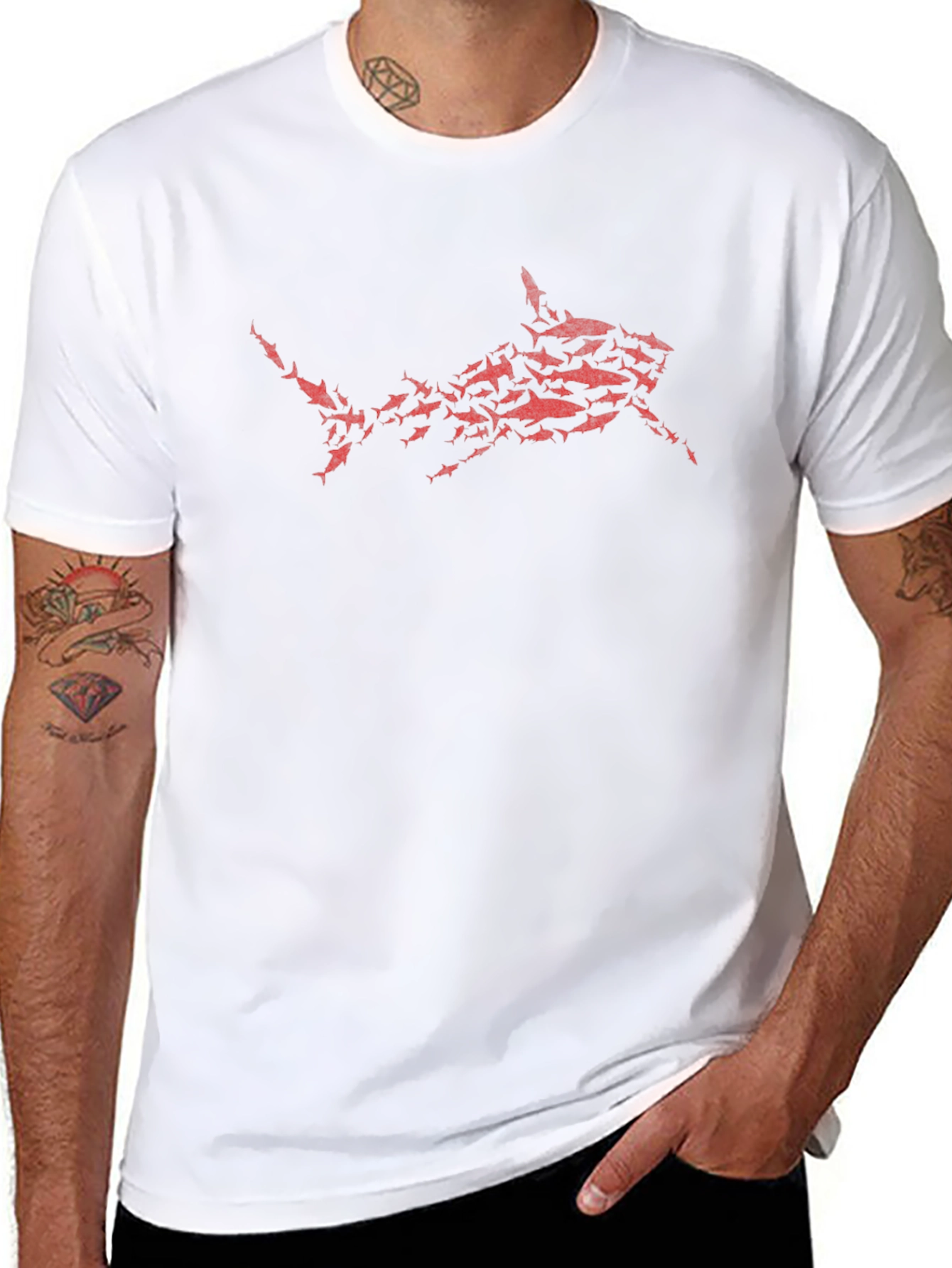 Shark Attack T-Shirt - Red Graphic Print