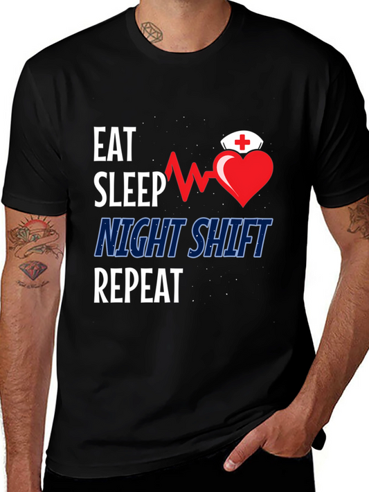 Eat Sleep Night Shift Repeat Graphic Tee