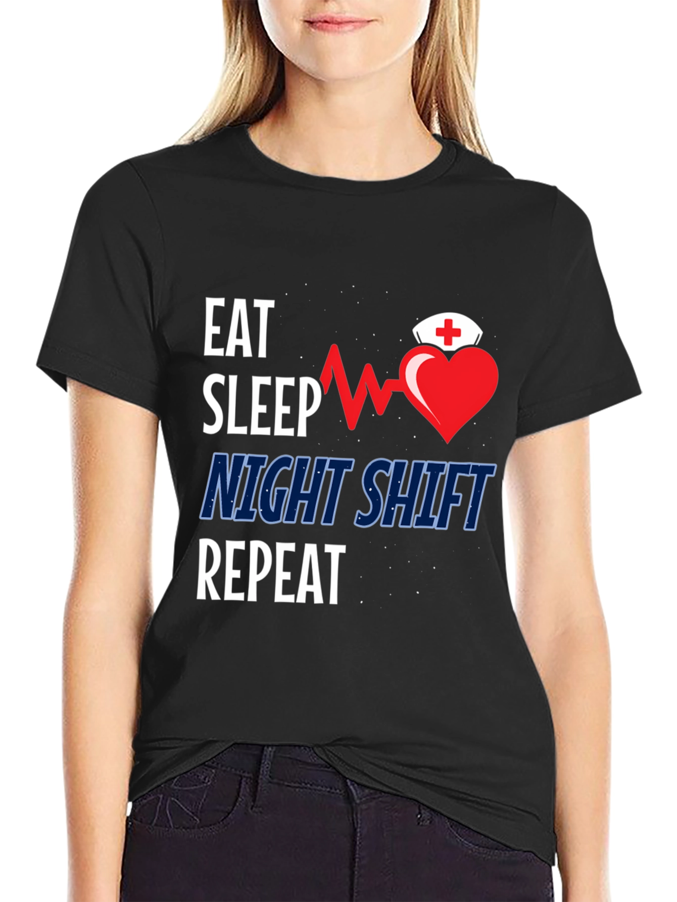 Eat Sleep Night Shift Repeat Graphic Tee