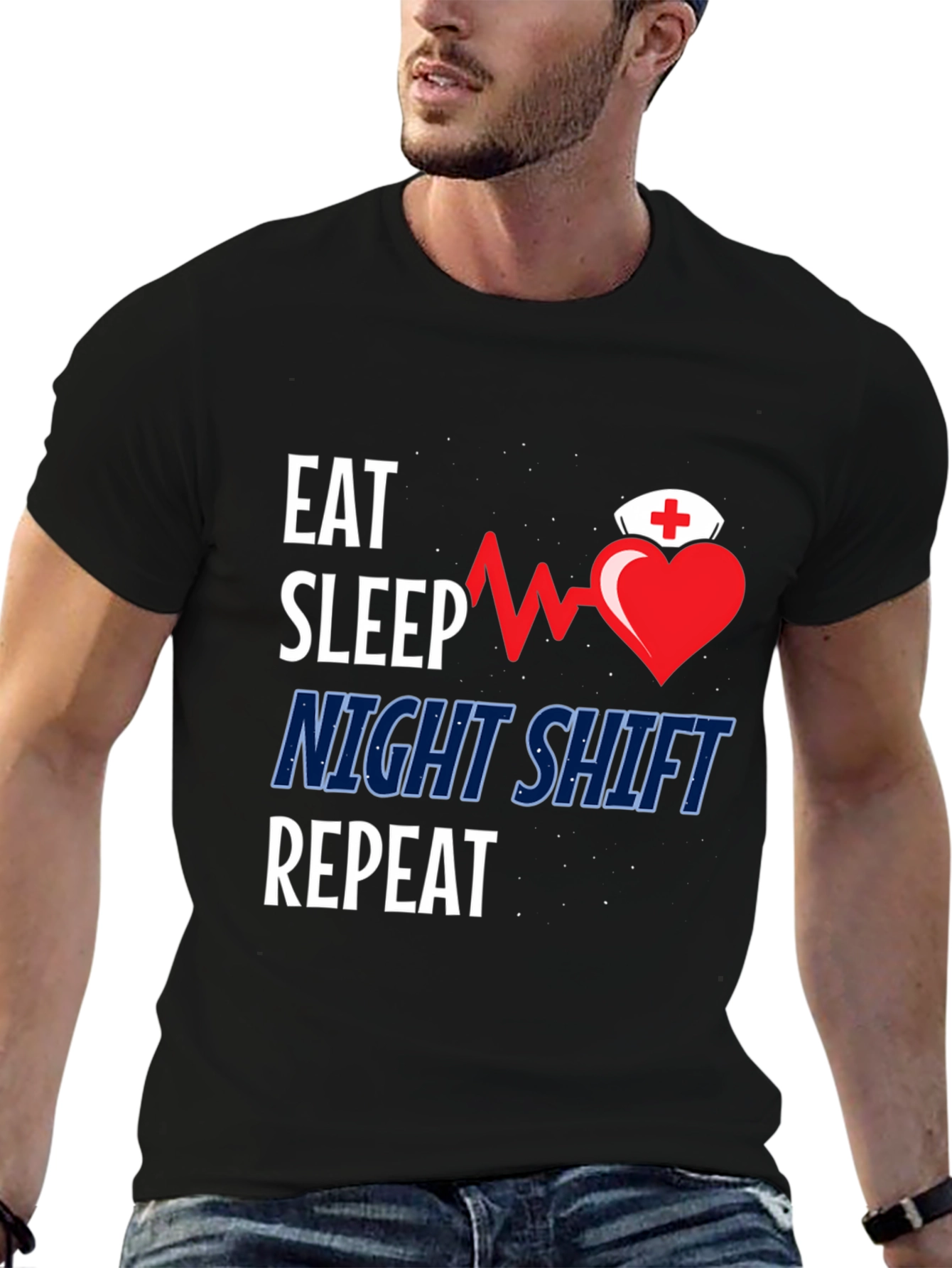 Eat Sleep Night Shift Repeat Graphic Tee