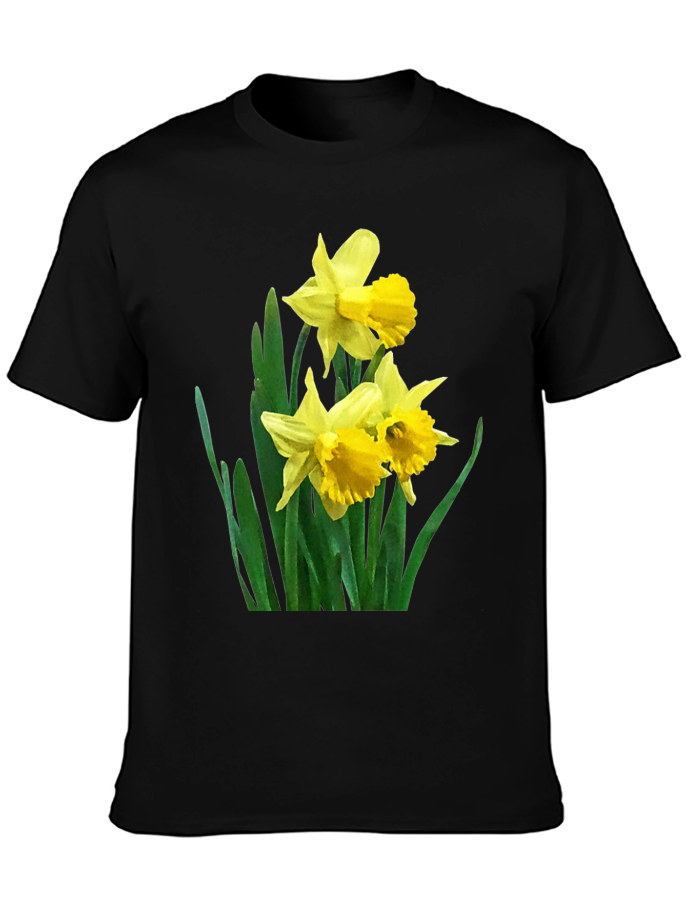Daffodil Print Black T-Shirt