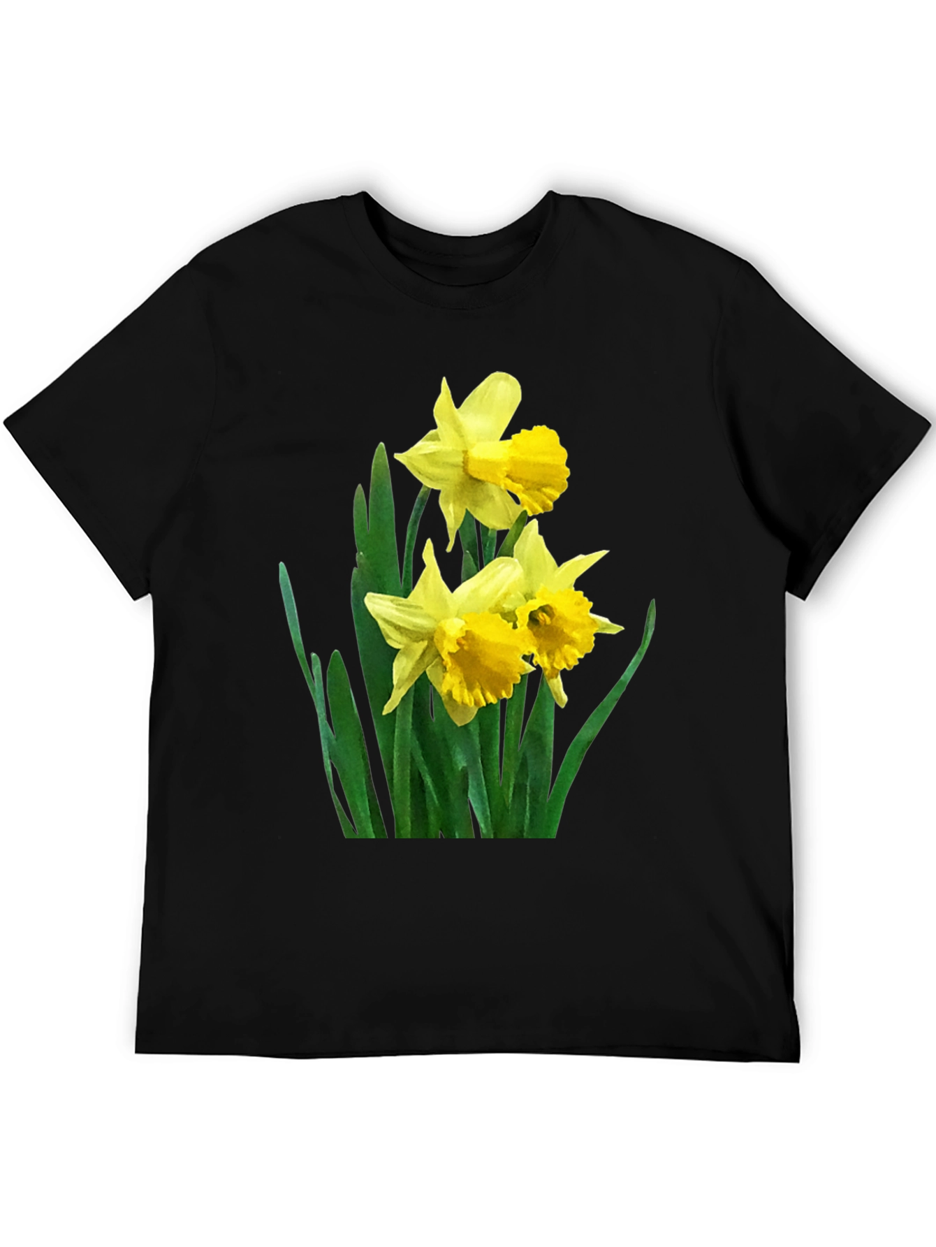 Daffodil Print Black T-Shirt