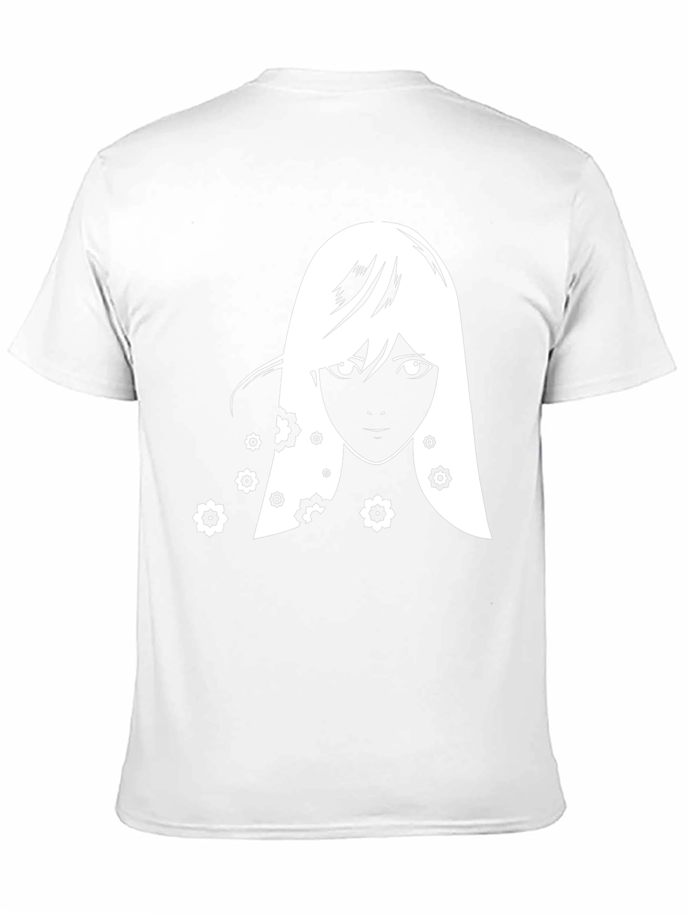 Anime Girl Floral T-Shirt - Black Graphic Tee