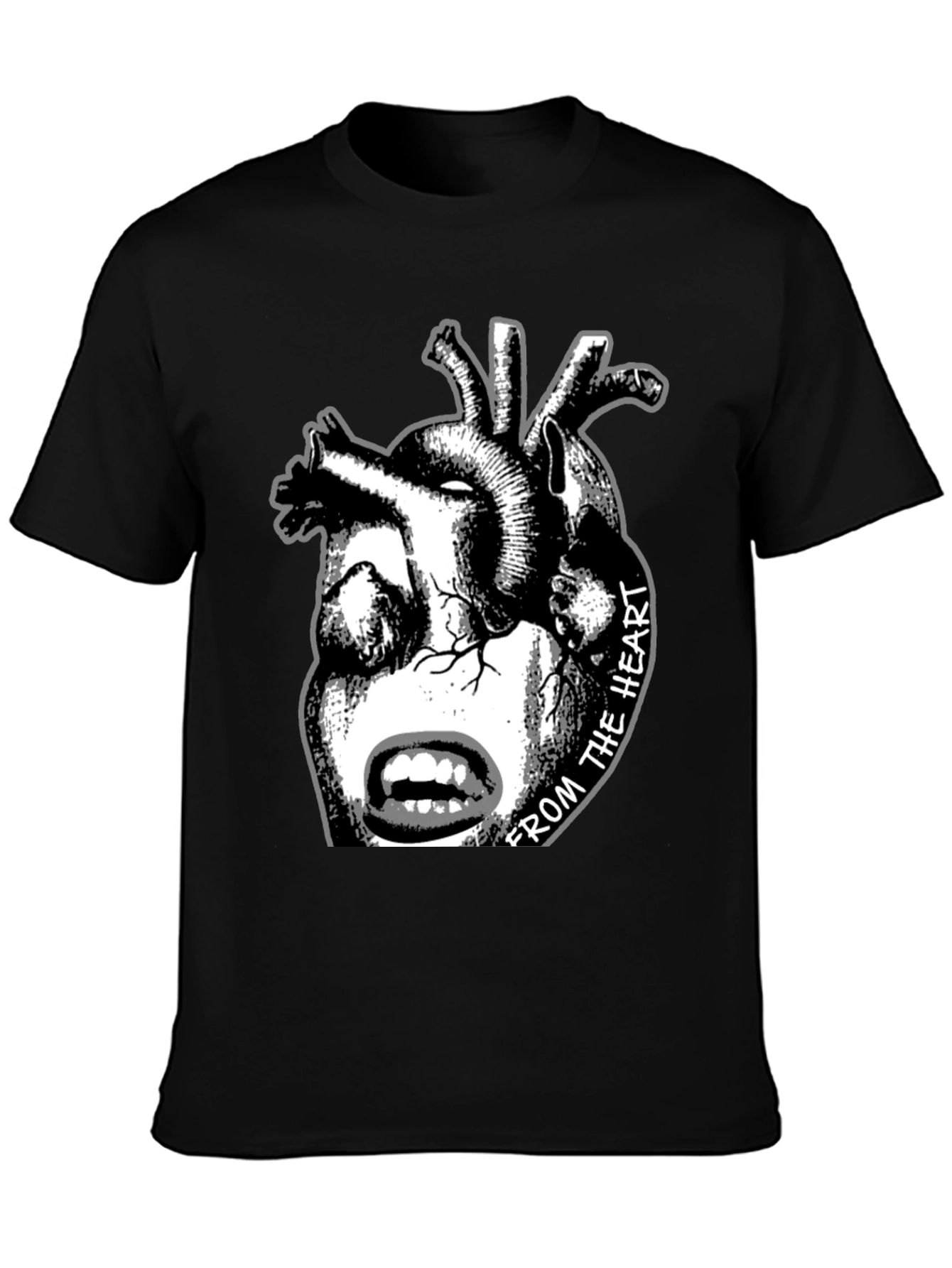 Anatomical Heart & Face Graphic Black T-Shirt