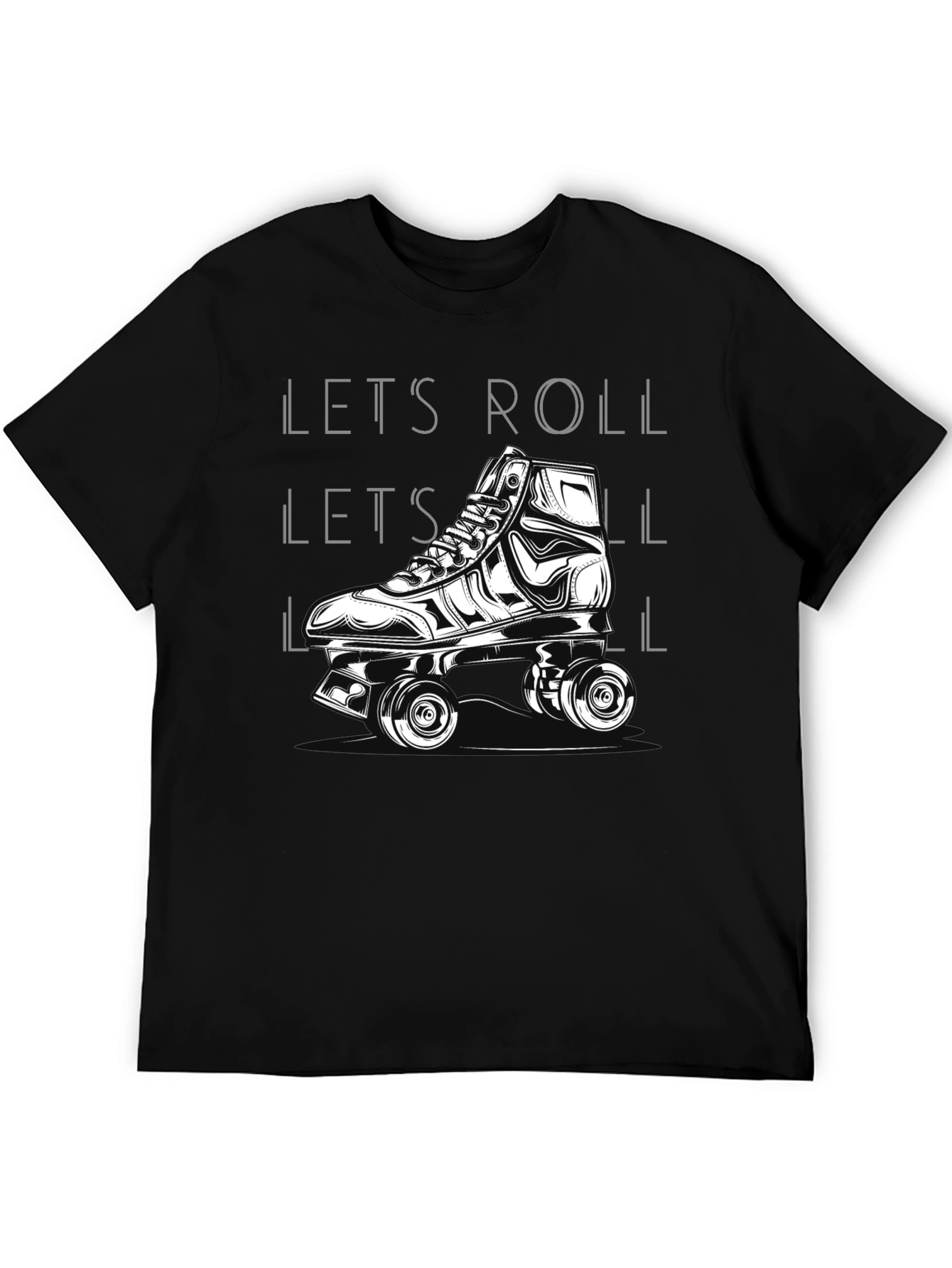 Lets Roll Graphic T-Shirt - Roller Skate Design