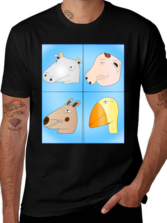 Funny Animal Faces T-Shirt - Cartoon Heads Tee