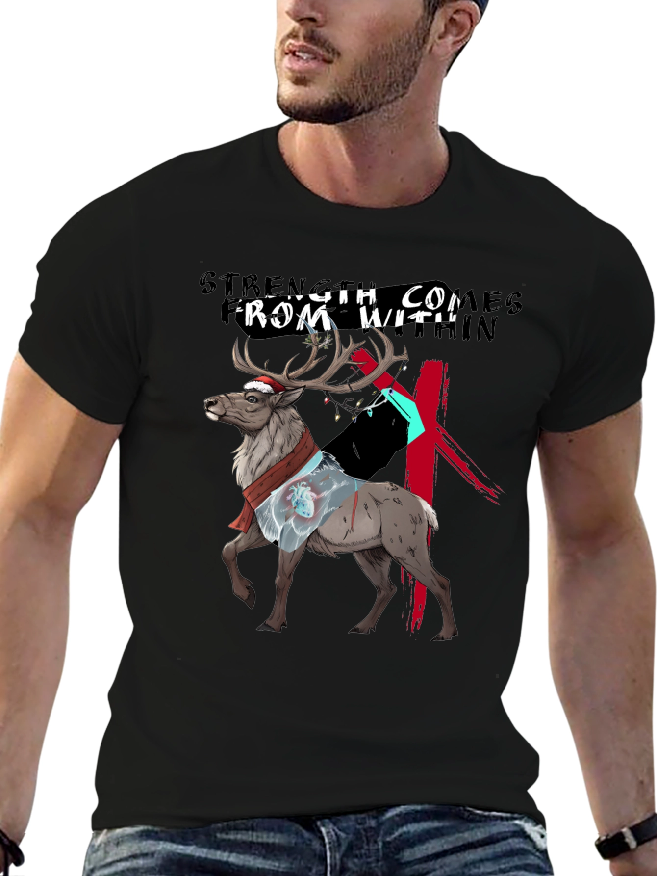 Strength Within Reindeer Graphic Tee