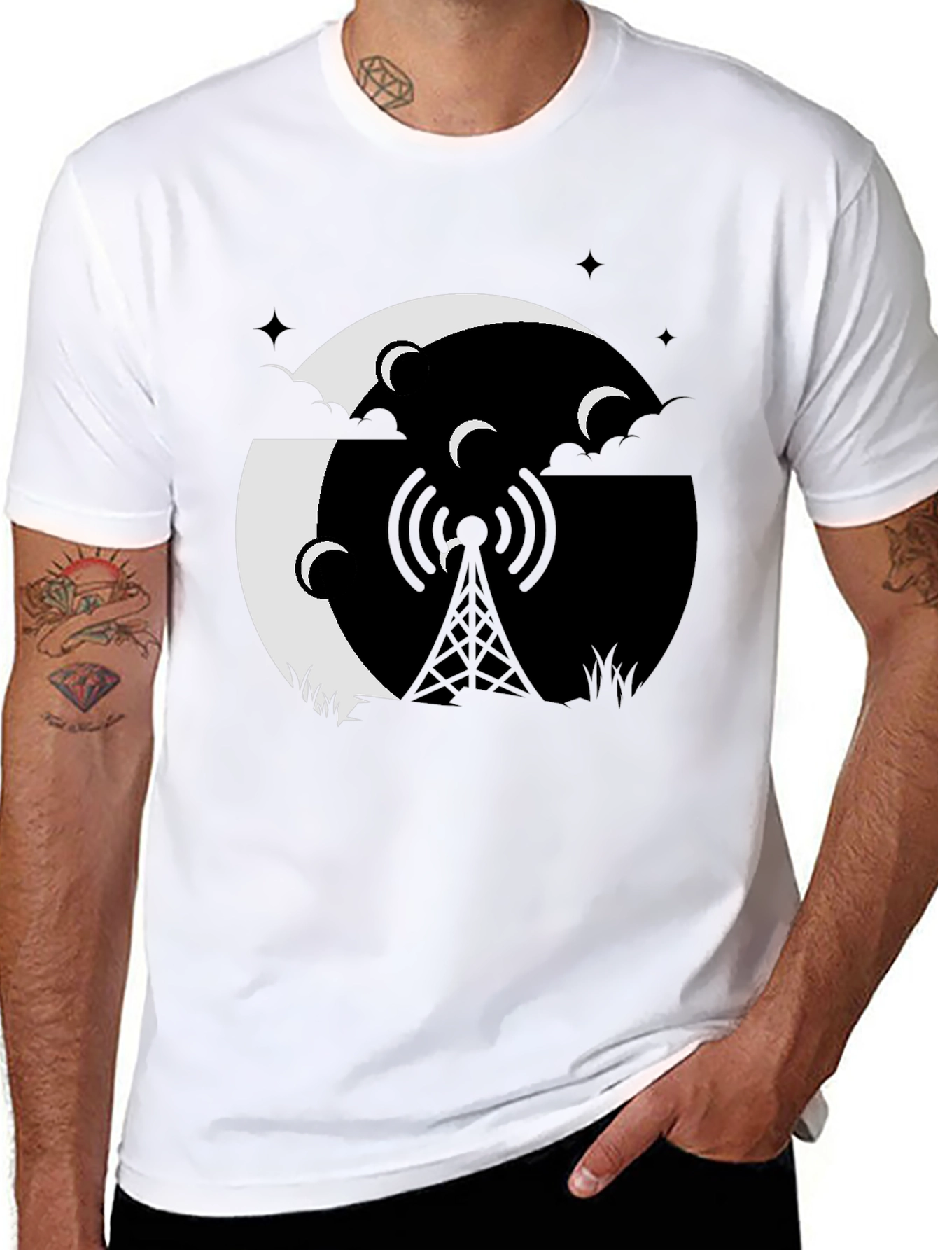 Mystic Night Tower Graphic Tee - Black