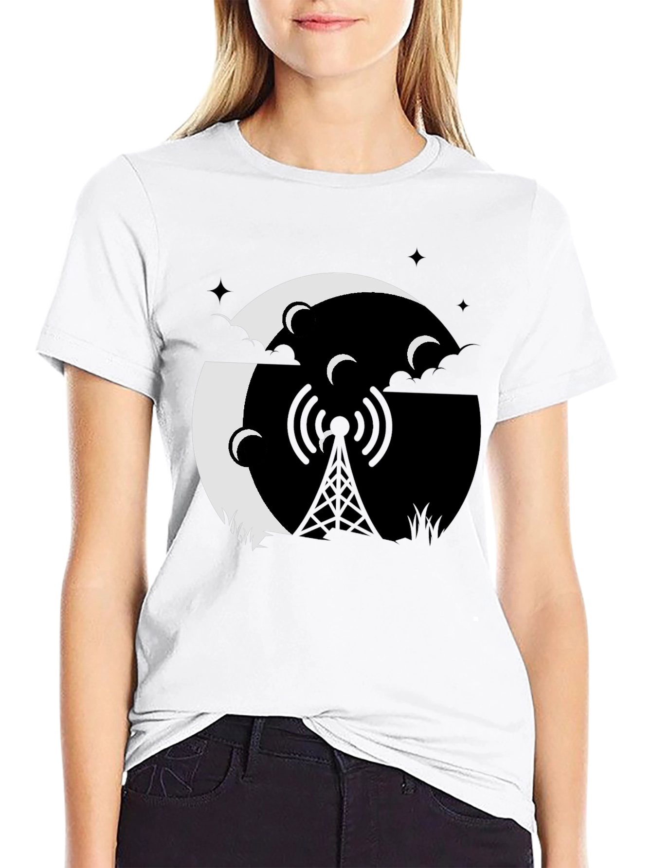 Mystic Night Tower Graphic Tee - Black