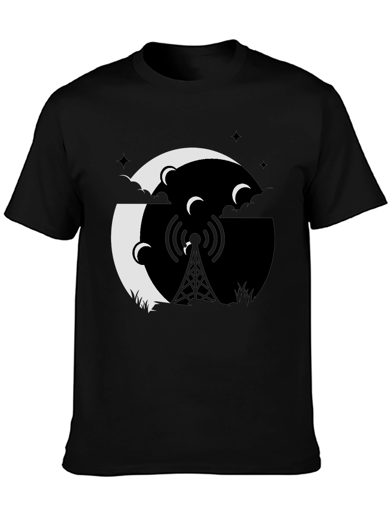 Mystic Night Tower Graphic Tee - Black