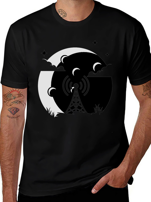 Mystic Night Tower Graphic Tee - Black