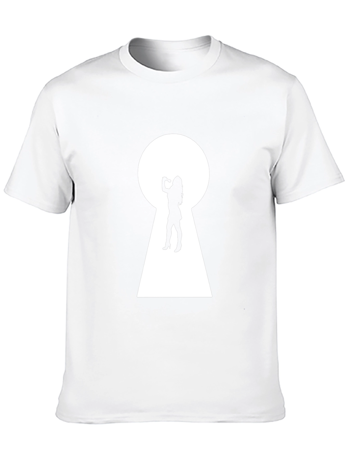 Keyhole Silhouette Graphic Tee - Black Cotton T-Shirt