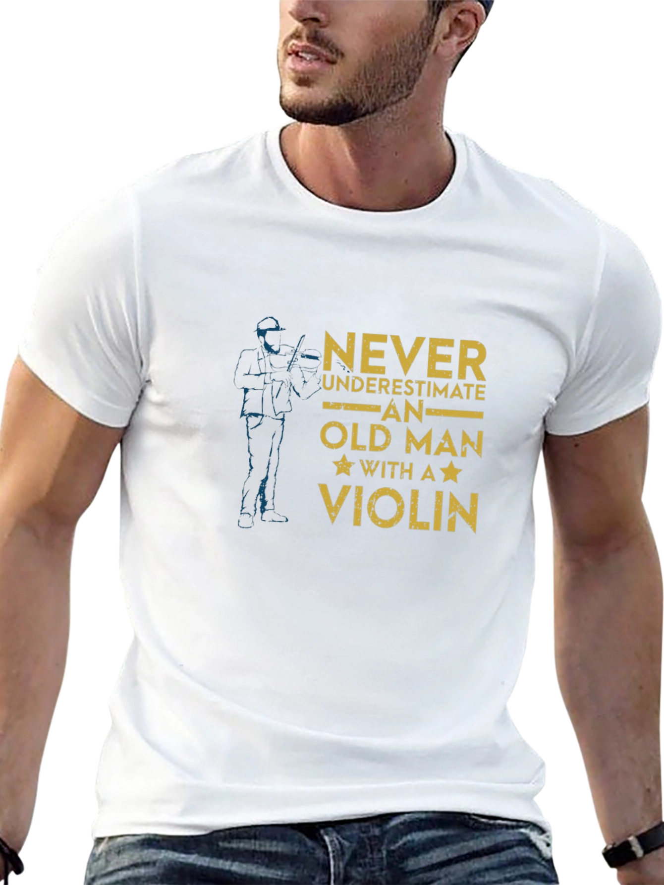 Never Underestimate Old Man with a Violin T-Shirt