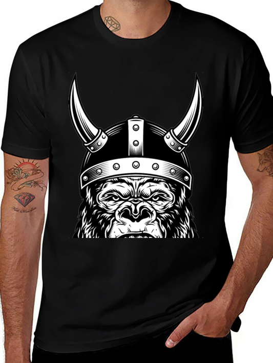 Viking Gorilla Graphic T-Shirt - Black