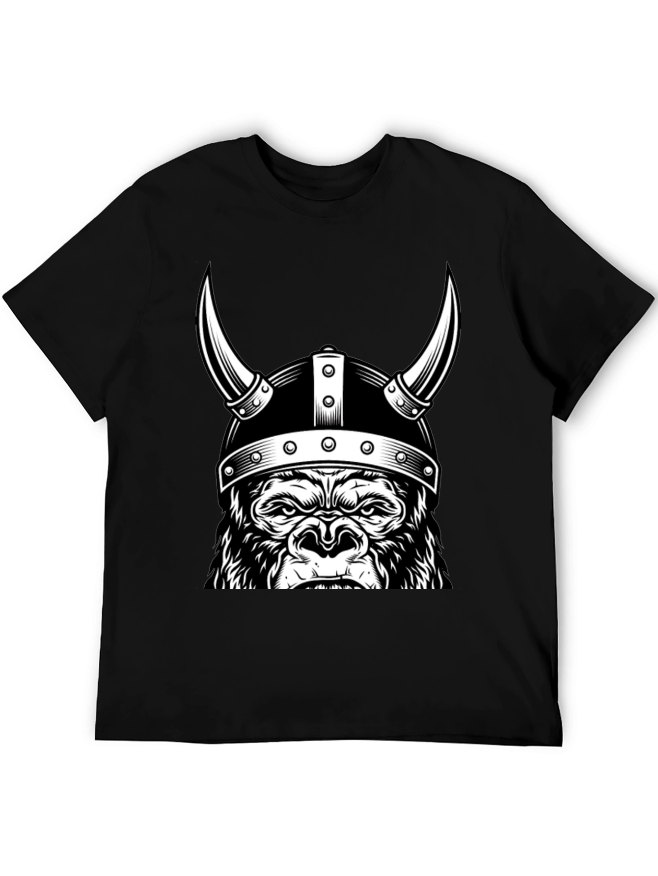 Viking Gorilla Graphic T-Shirt - Black