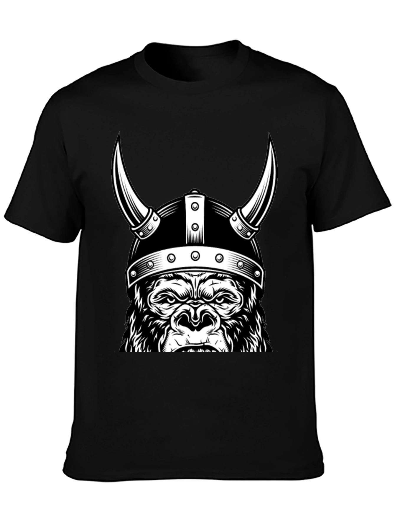 Viking Gorilla Graphic T-Shirt - Black