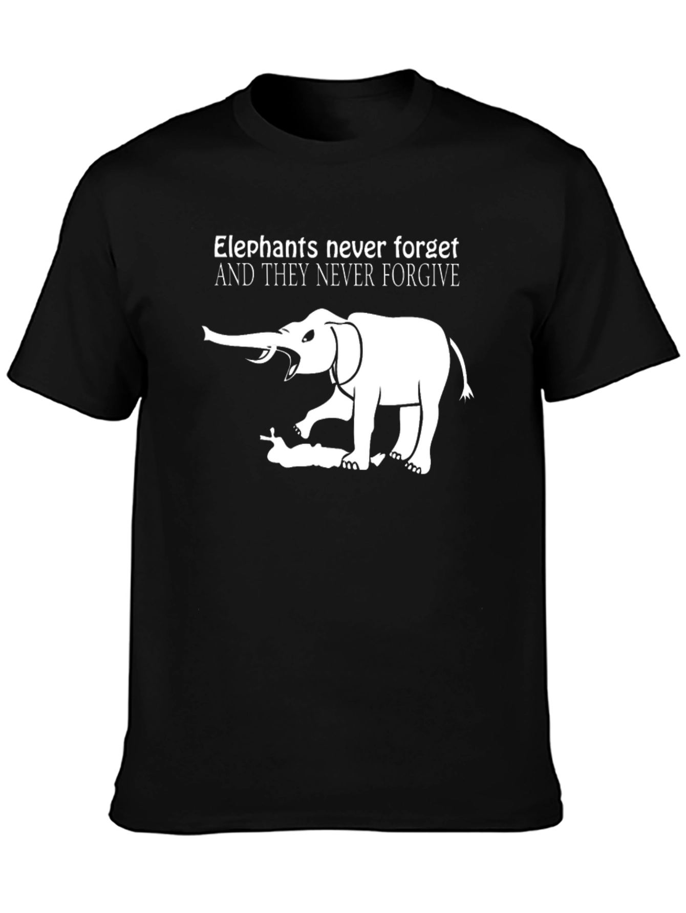 Elephant Never Forgets Graphic Tee - Black