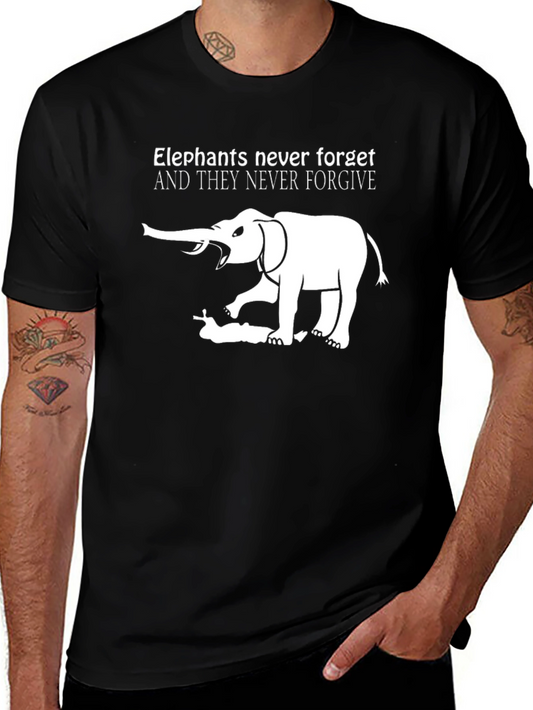 Elephant Never Forgets Graphic Tee - Black