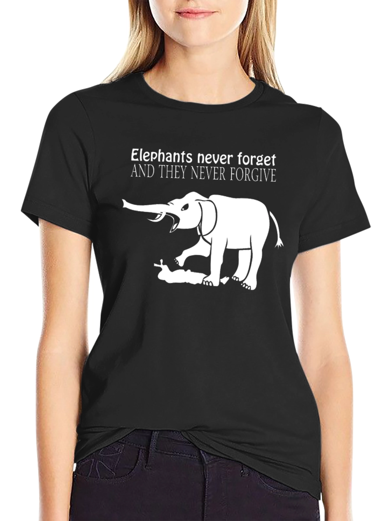 Elephant Never Forgets Graphic Tee - Black