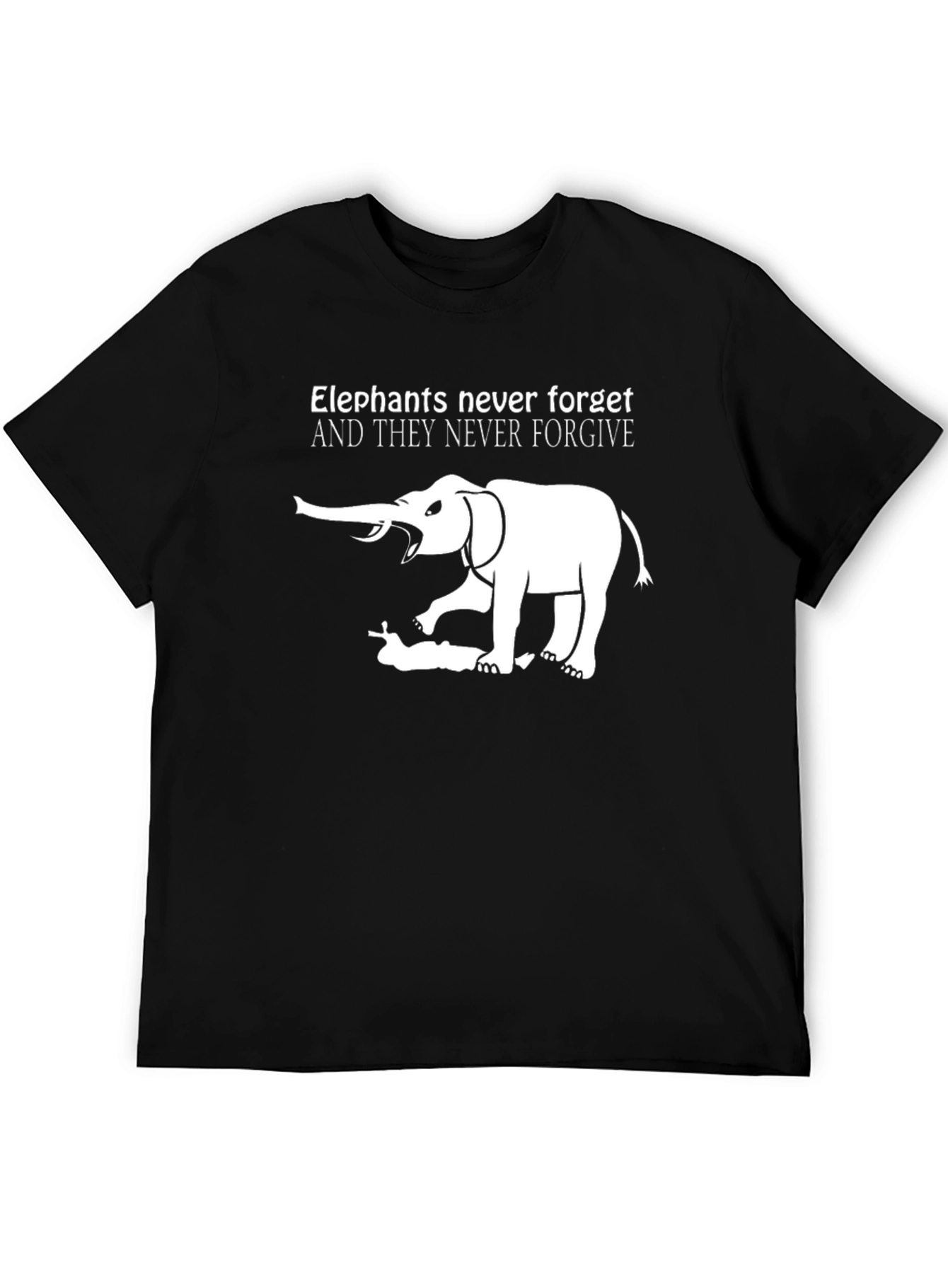 Elephant Never Forgets Graphic Tee - Black