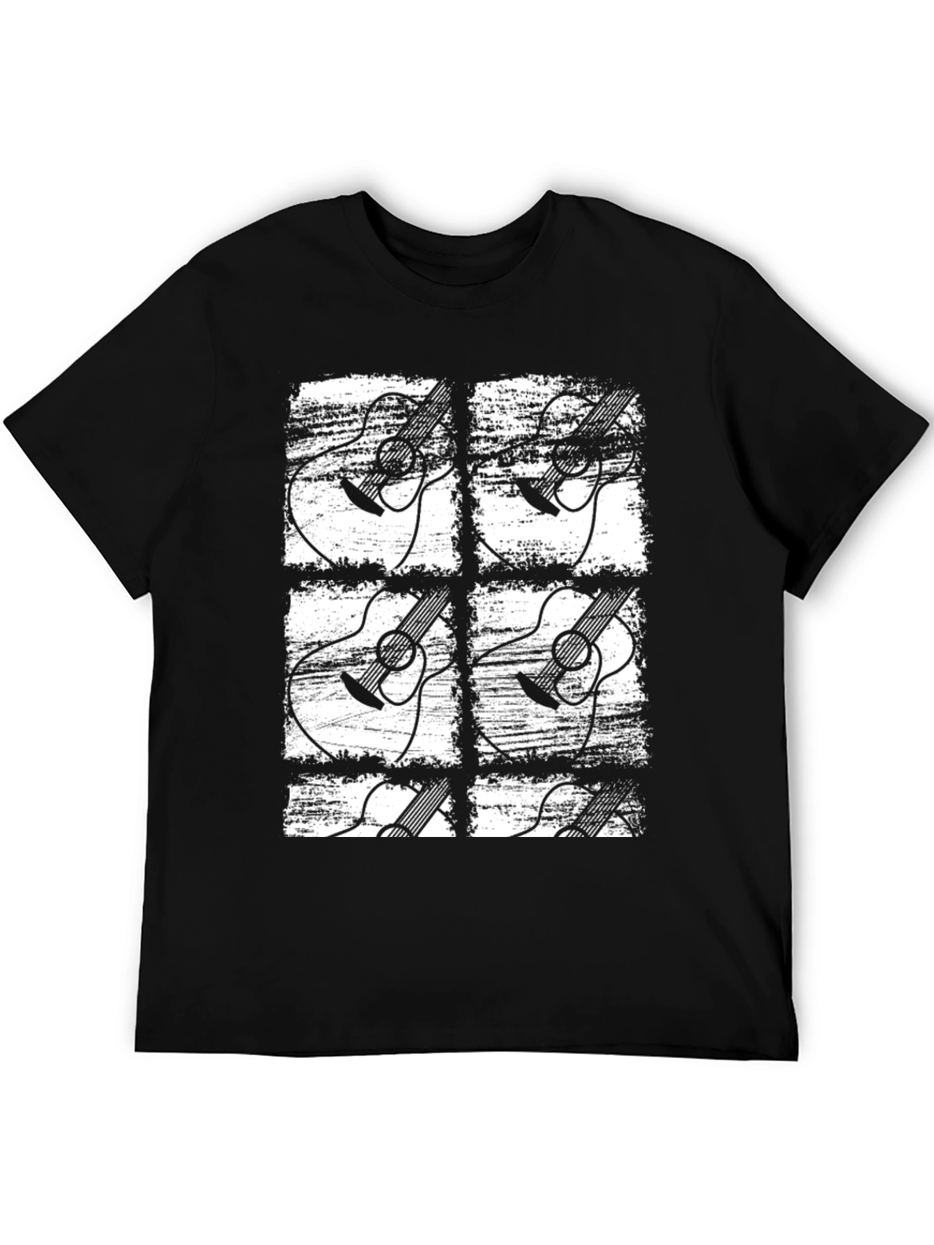 Guitar Grunge Graphic Tee - Black T-Shirt