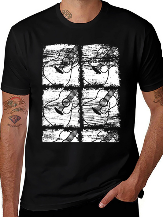 Guitar Grunge Graphic Tee - Black T-Shirt